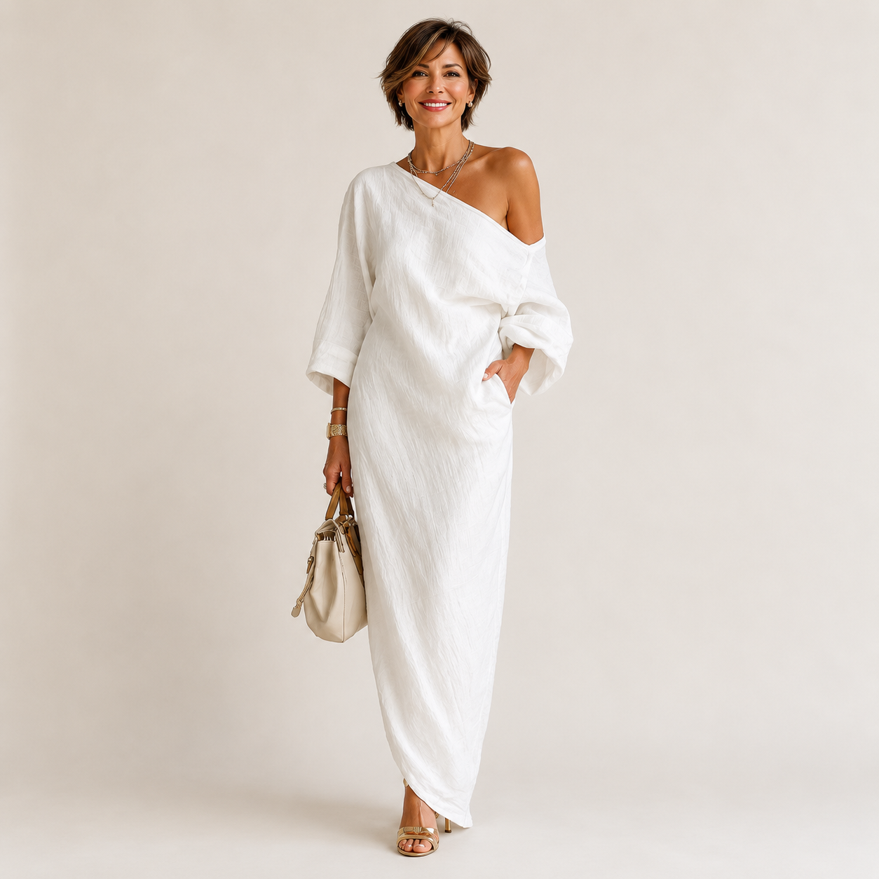 Seraphina™ | One-Shoulder Linen Maxi Dress