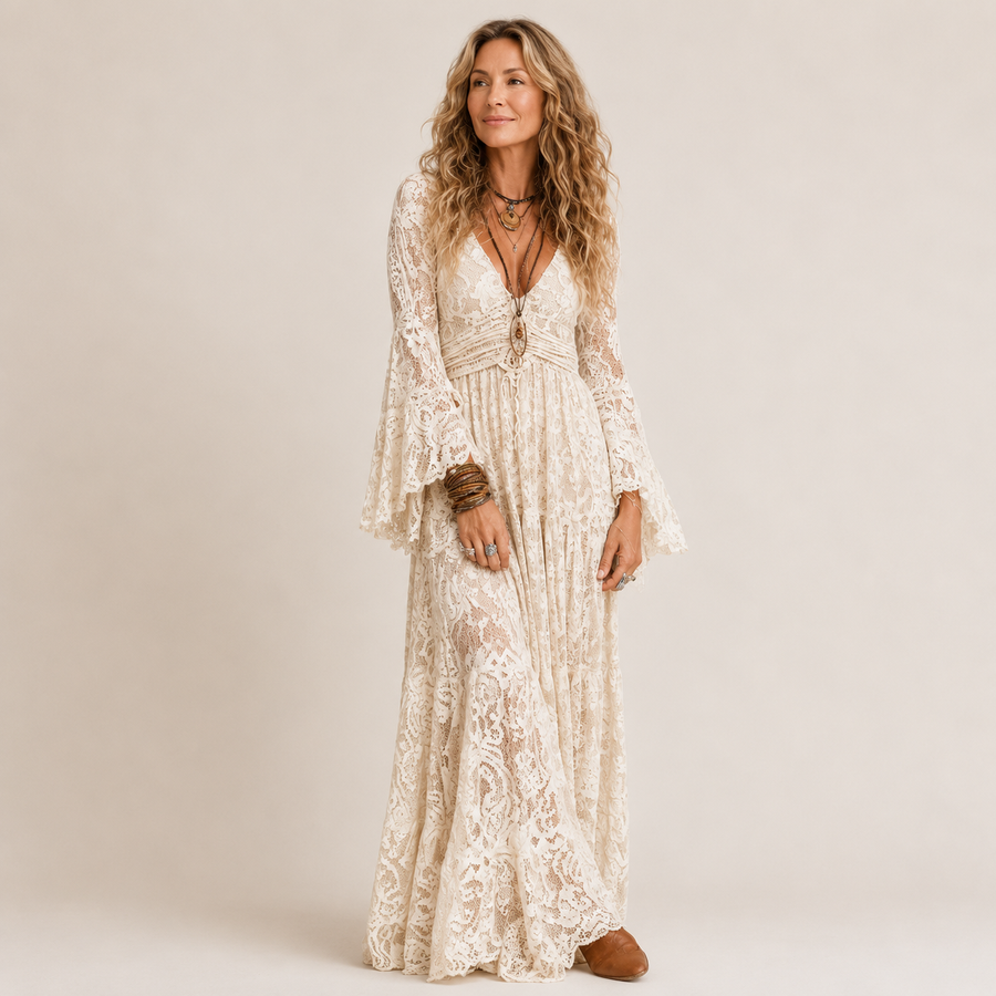 Celestine™ | Vintage Lace Bohemian Maxi Dress