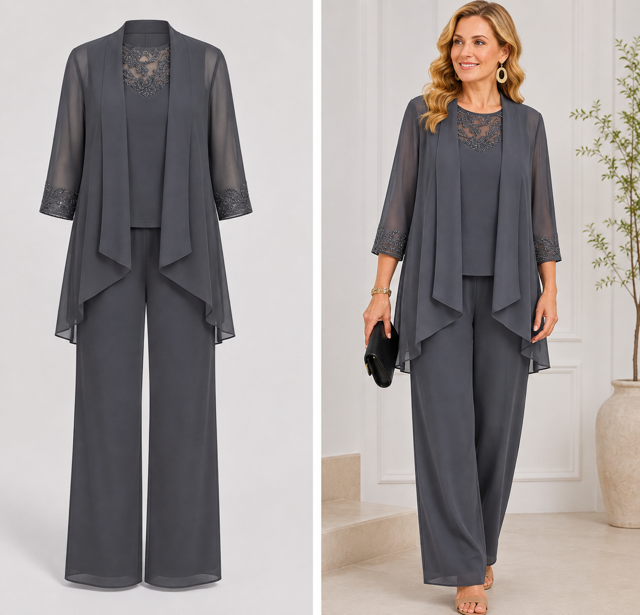 Elodie™ | Flowing Jacket & Wide-Leg Pant Set