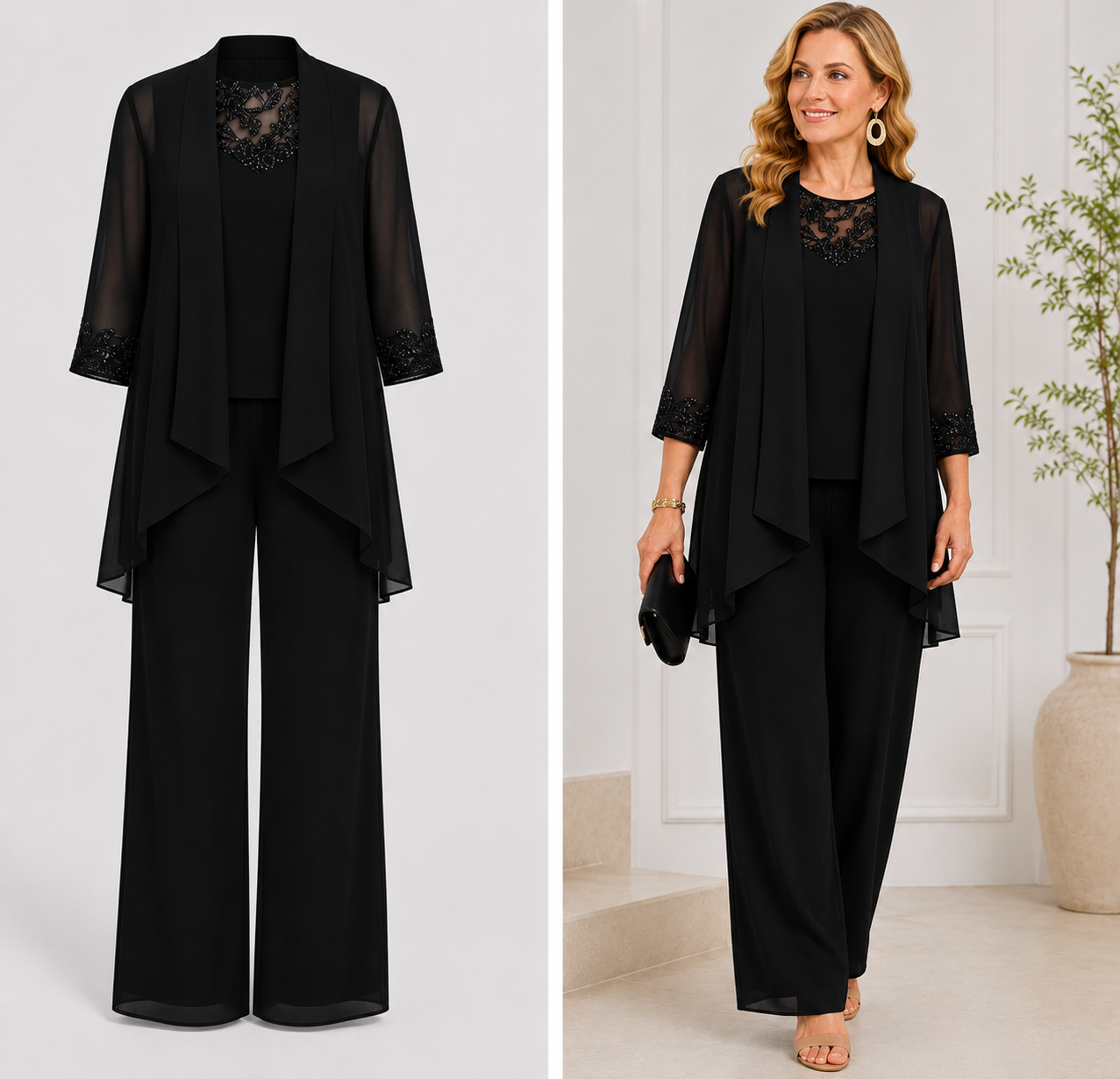 Evelina™ | Flowing Jacket & Wide-Leg Pant Set