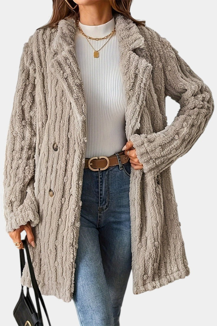 Ceres™ | Textured Double-Breasted Mid-Thigh Coat