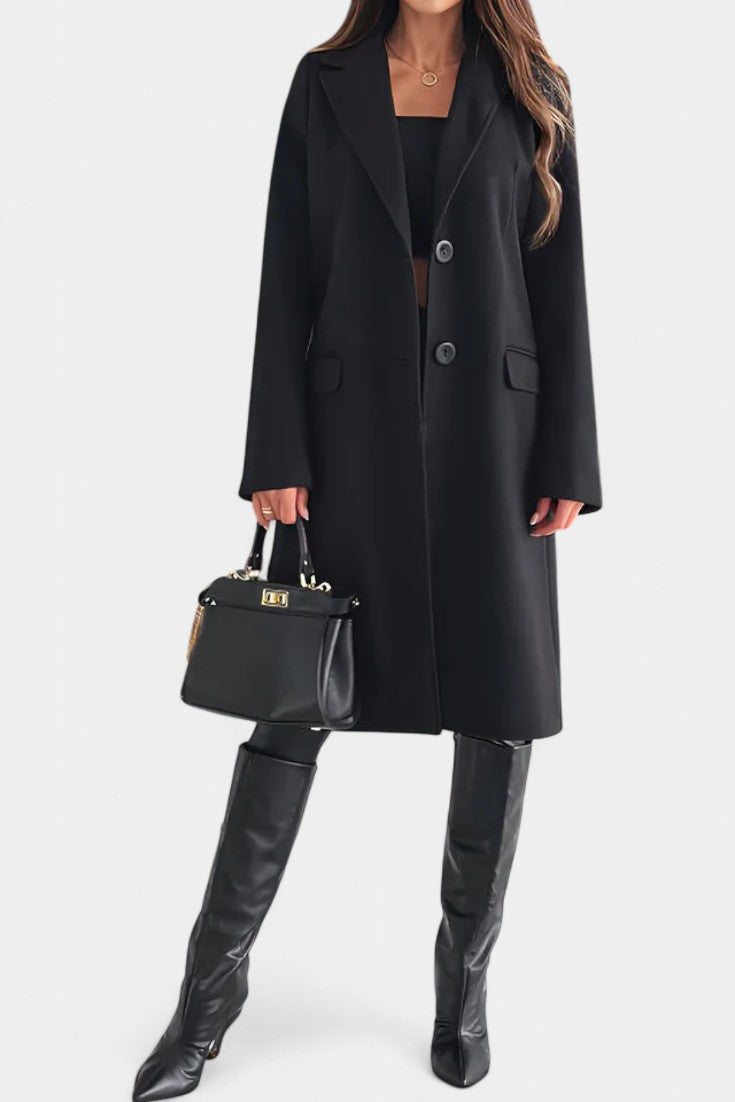 Armande™ | Notched Collar Single-Button Midi Coat