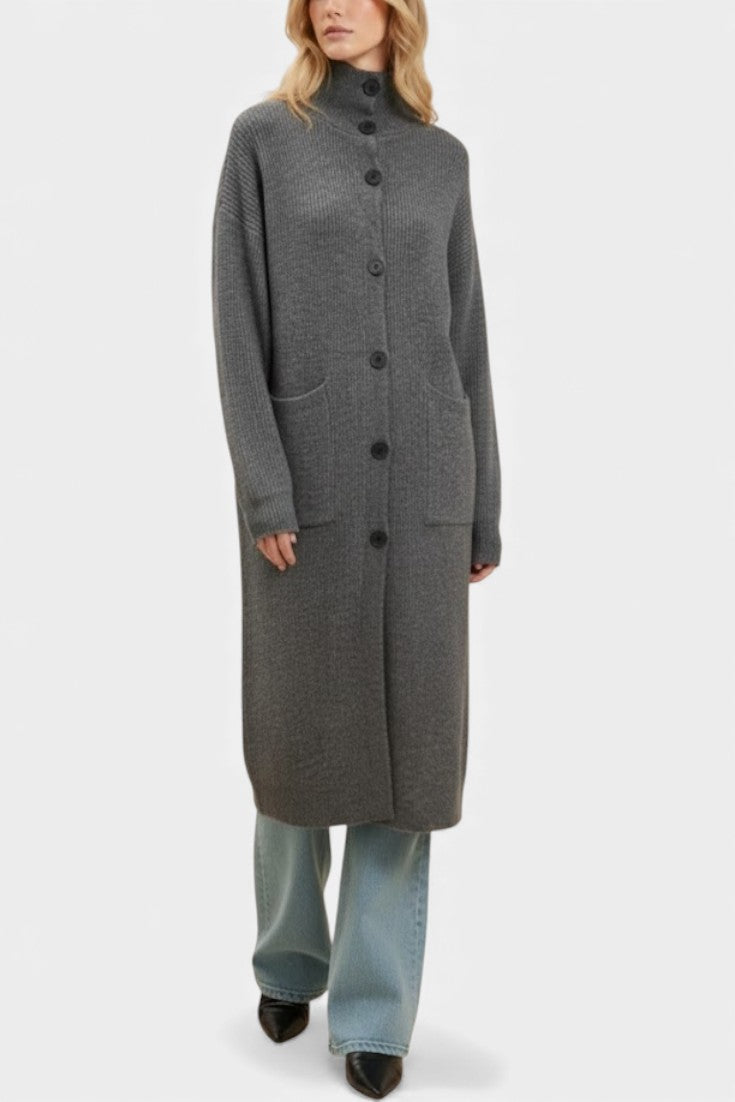 Clarisse™ | Long Knit Turtleneck Button Coat