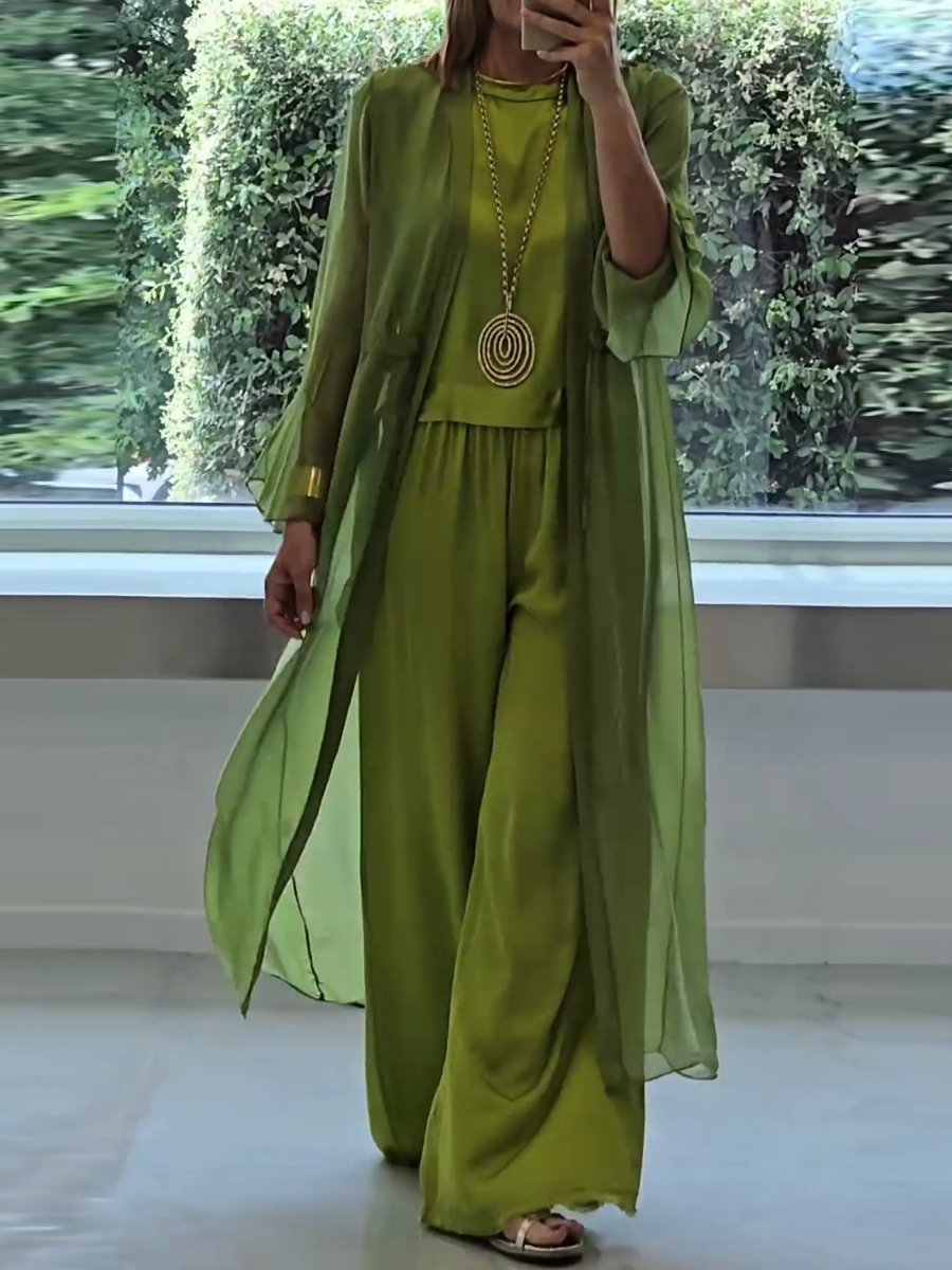 Vivienna™ | Flowing Wide-Leg Three-Piece Ensemble
