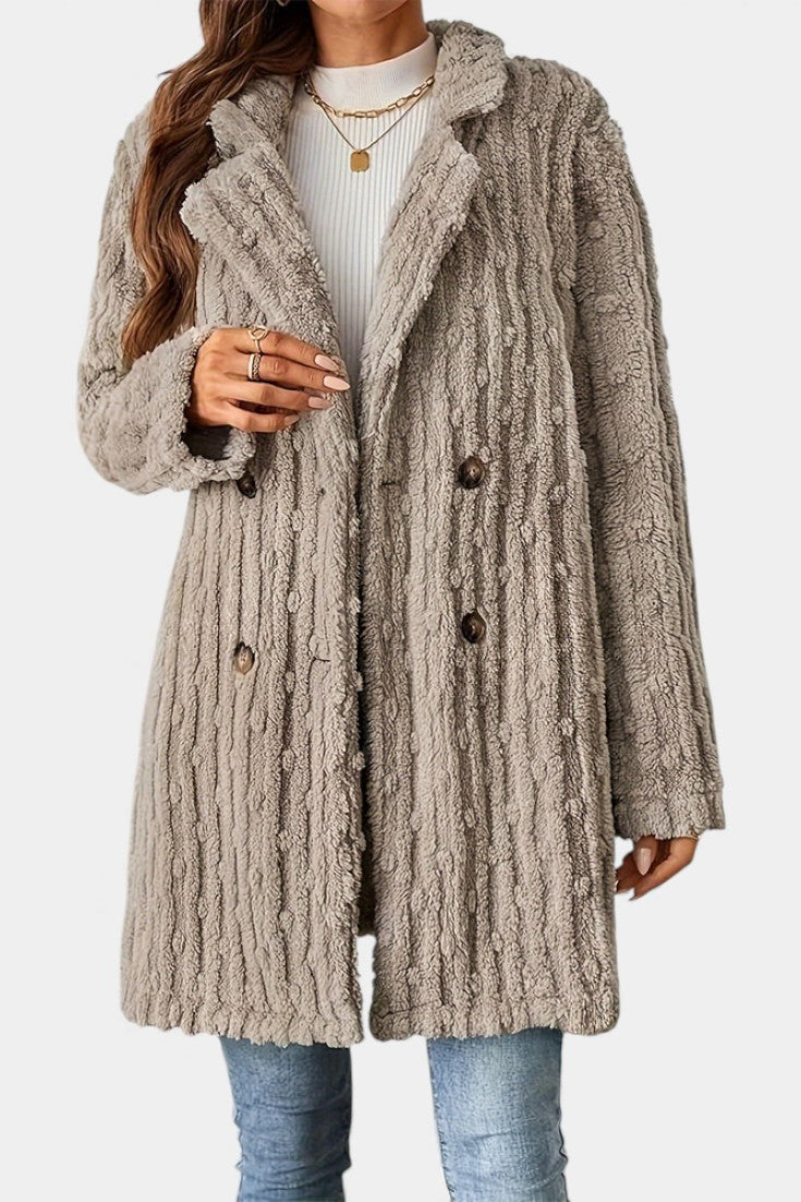 Ceres™ | Textured Double-Breasted Mid-Thigh Coat