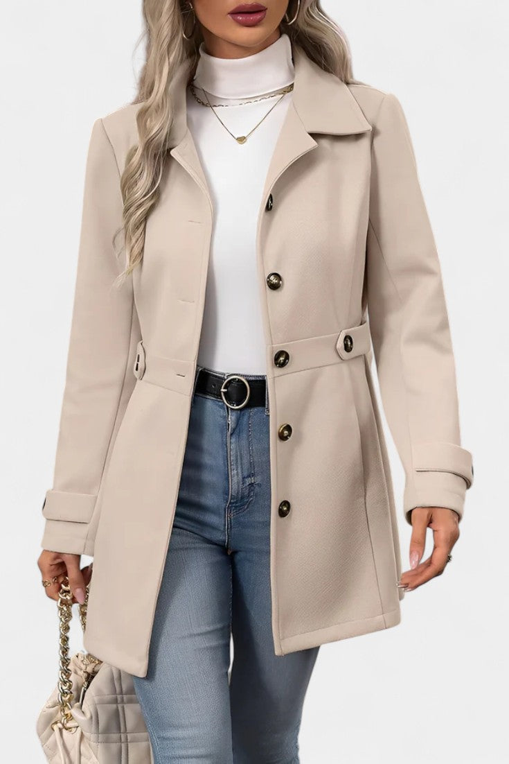 Cleophee™ | Belted Mid-Length Tailored Coat