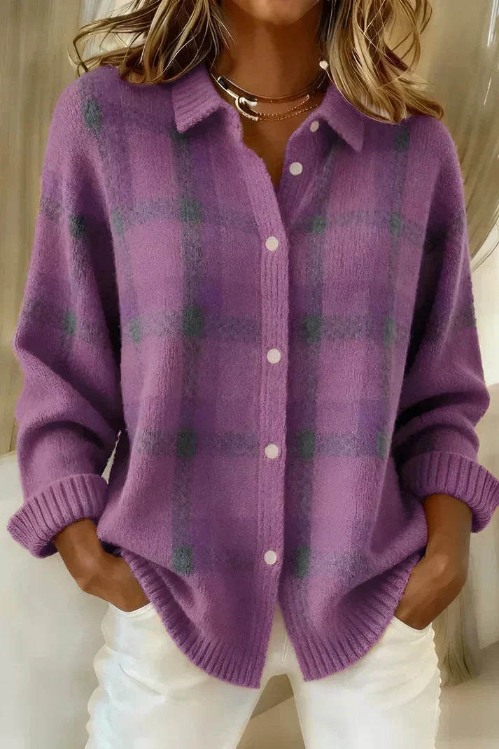 Haley™ | Women's Plaid Knit Cardigan