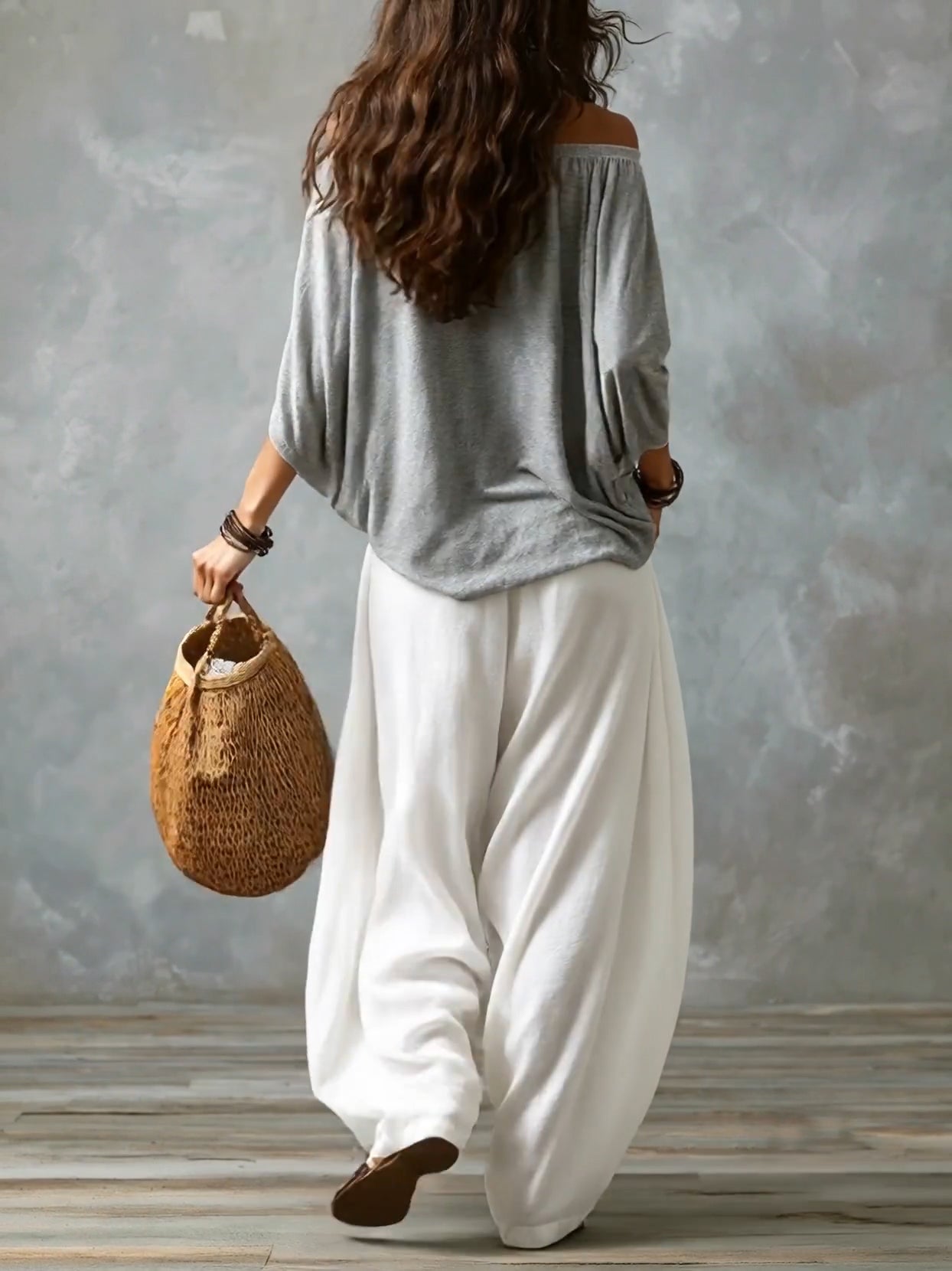 Morgane™ | Off-Shoulder Draped Top & Flowing Harem Pants Set