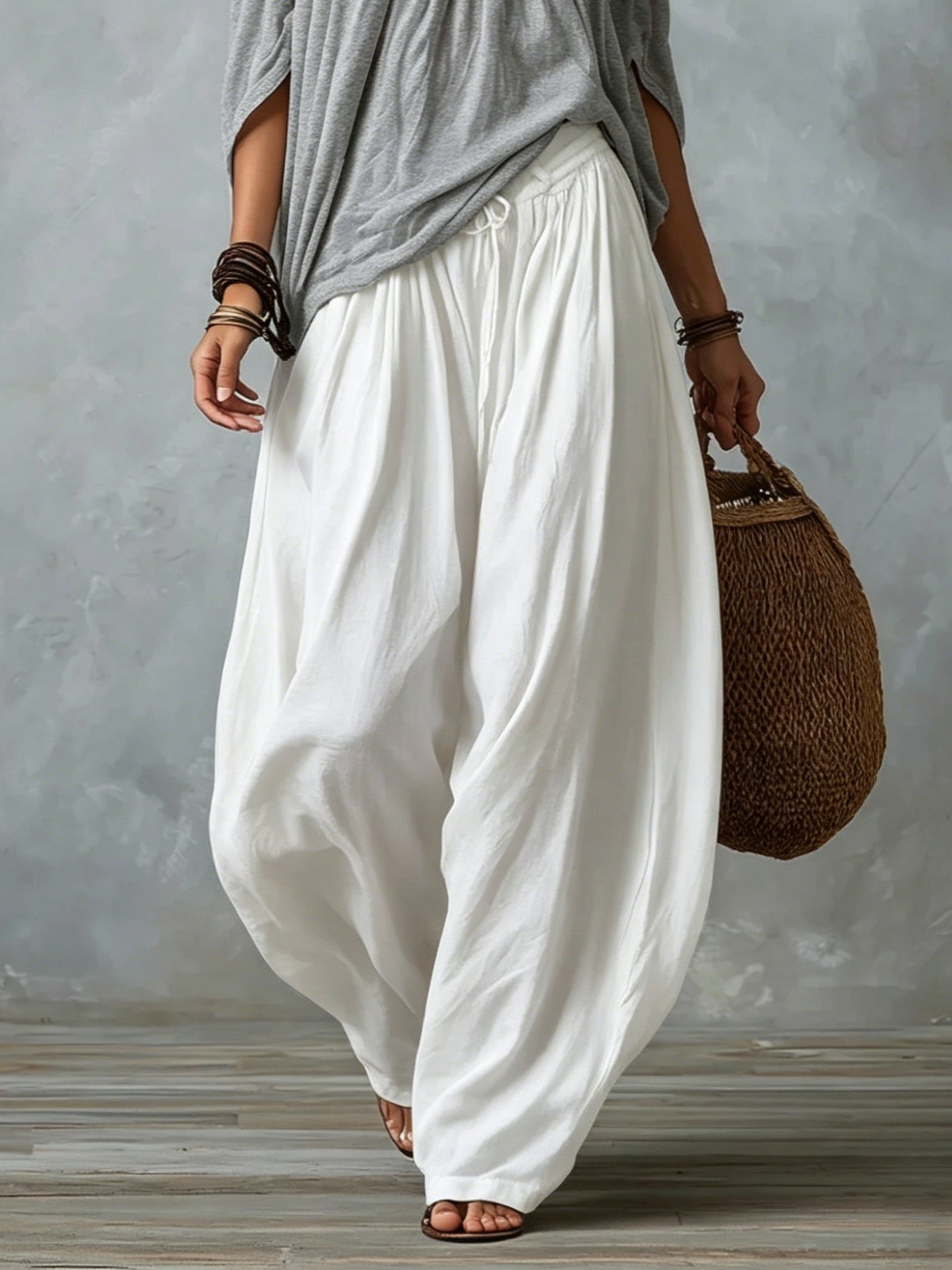 Morgane™ | Off-Shoulder Draped Top & Flowing Harem Pants Set