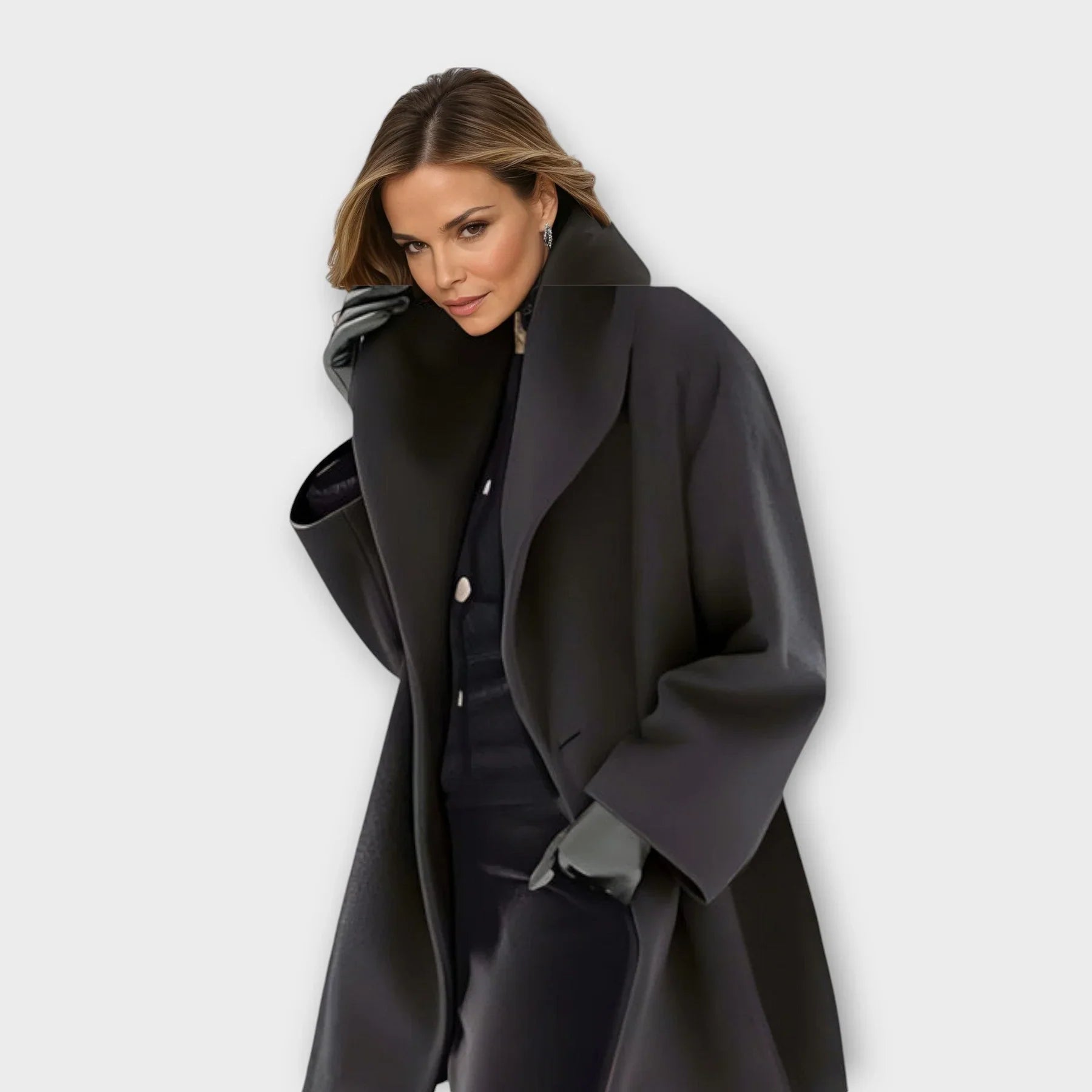 Sophia™ | Elegant Draped Wool-Blend Winter Coat