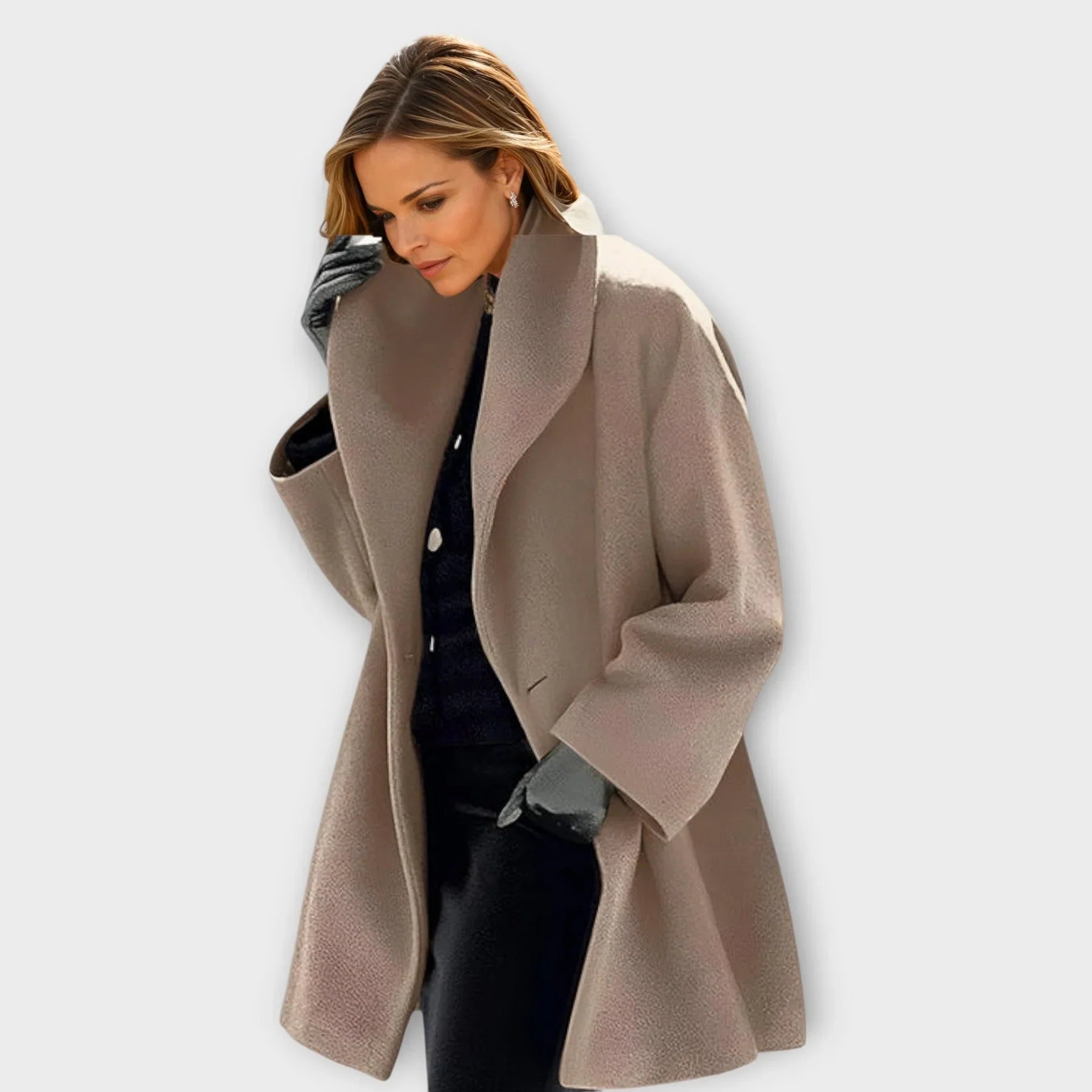 Sophia™ | Elegant Draped Wool-Blend Winter Coat