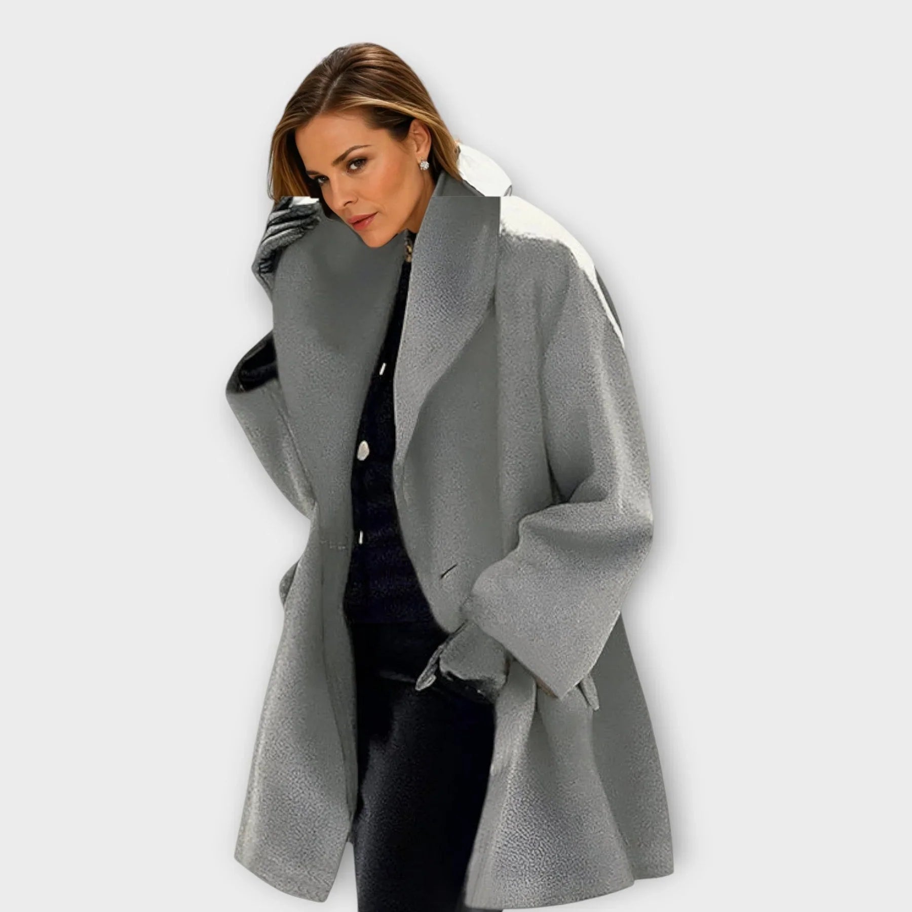 Sophia™ | Elegant Draped Wool-Blend Winter Coat