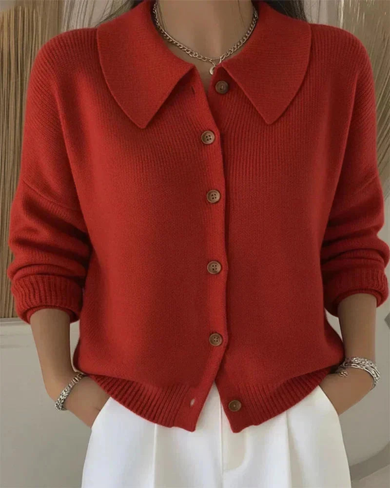 Amara™ | Women's Classic Collared Knit Cardigan