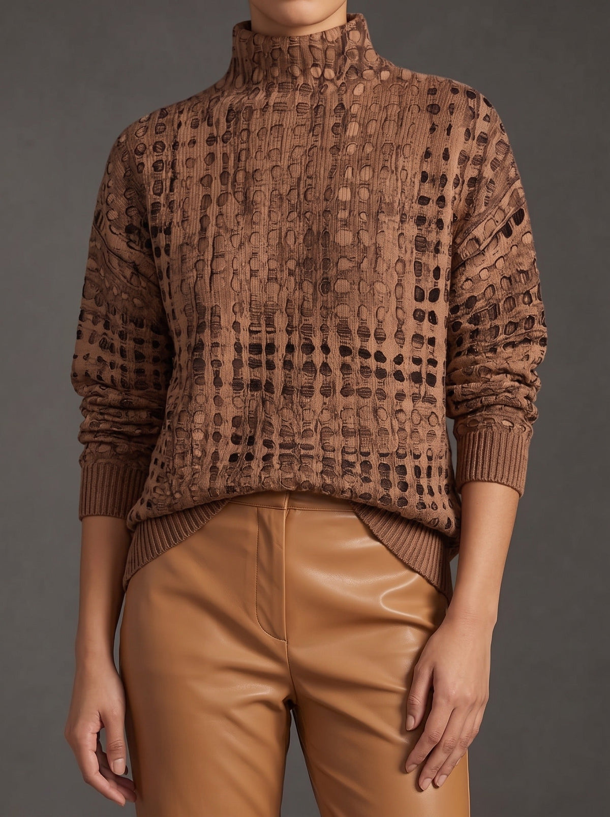 Margie™ | Textured Lattice Turtleneck Sweater