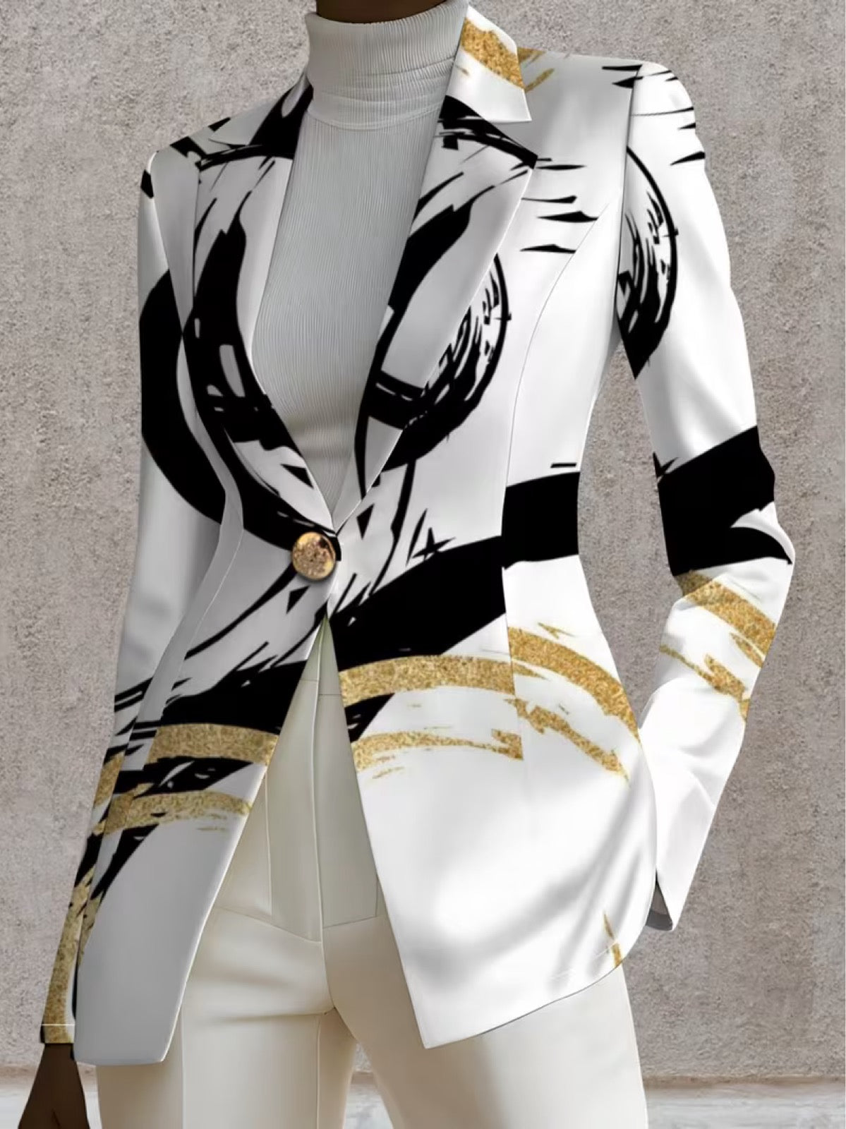 Noemielle™ | Abstract Brushstroke Tailored Blazer