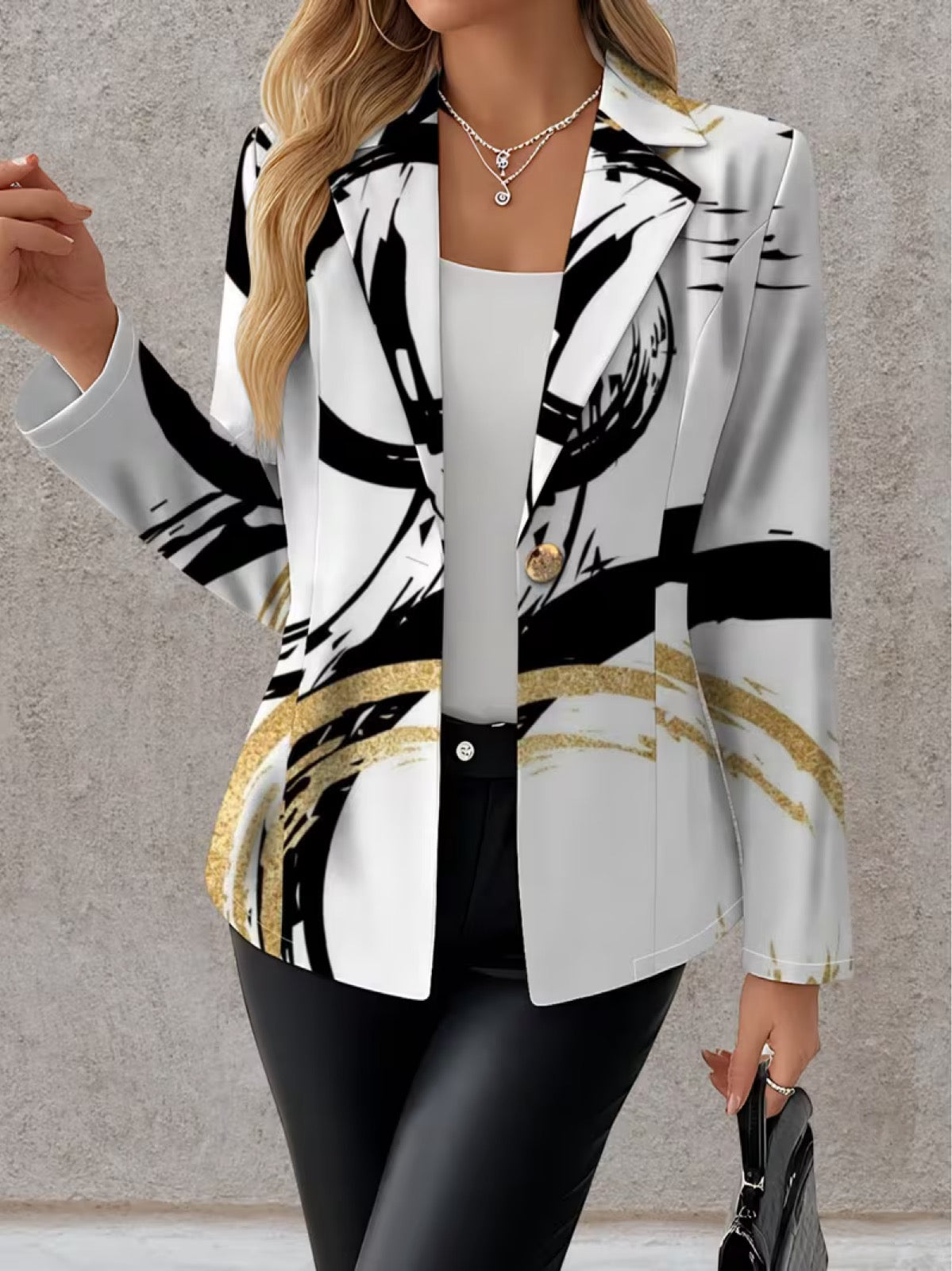 Noemielle™ | Abstract Brushstroke Tailored Blazer