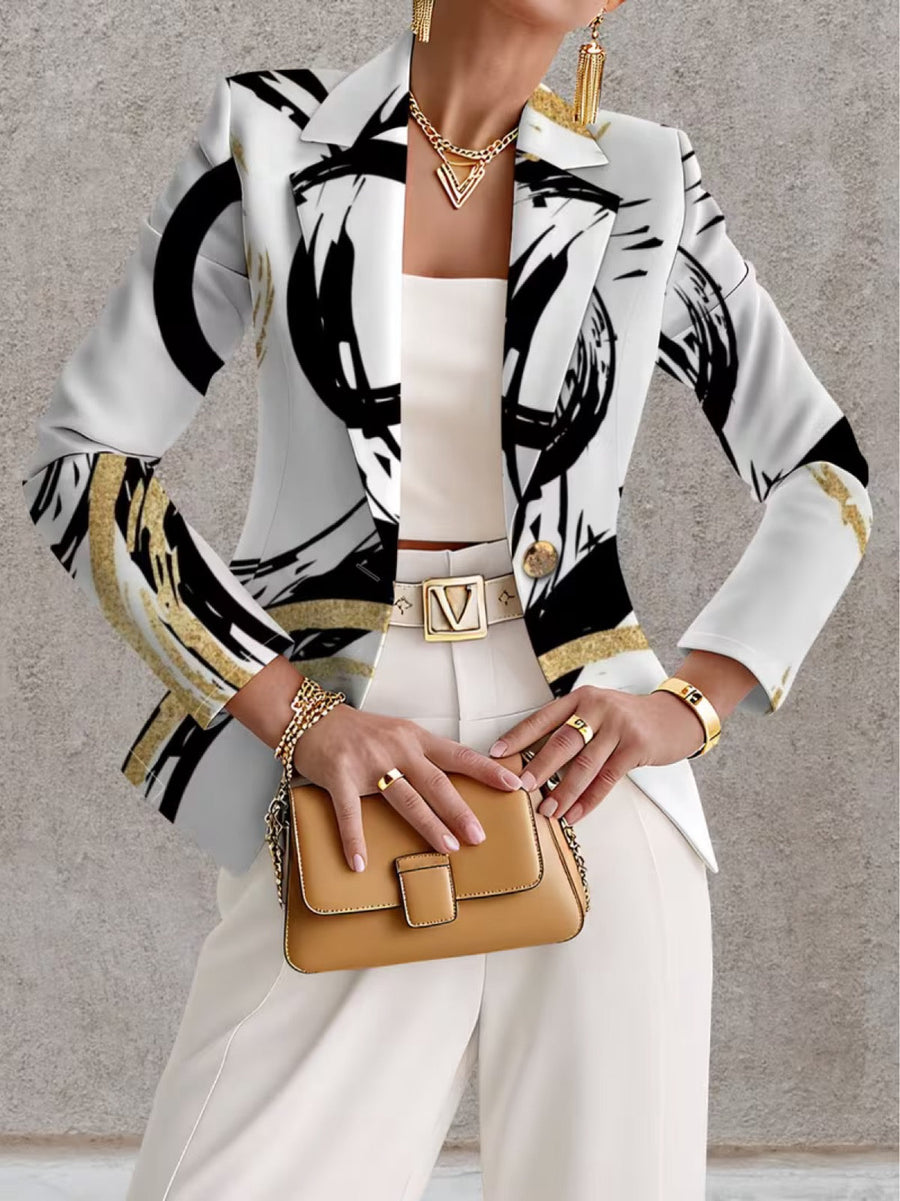 Noemielle™ | Abstract Brushstroke Tailored Blazer