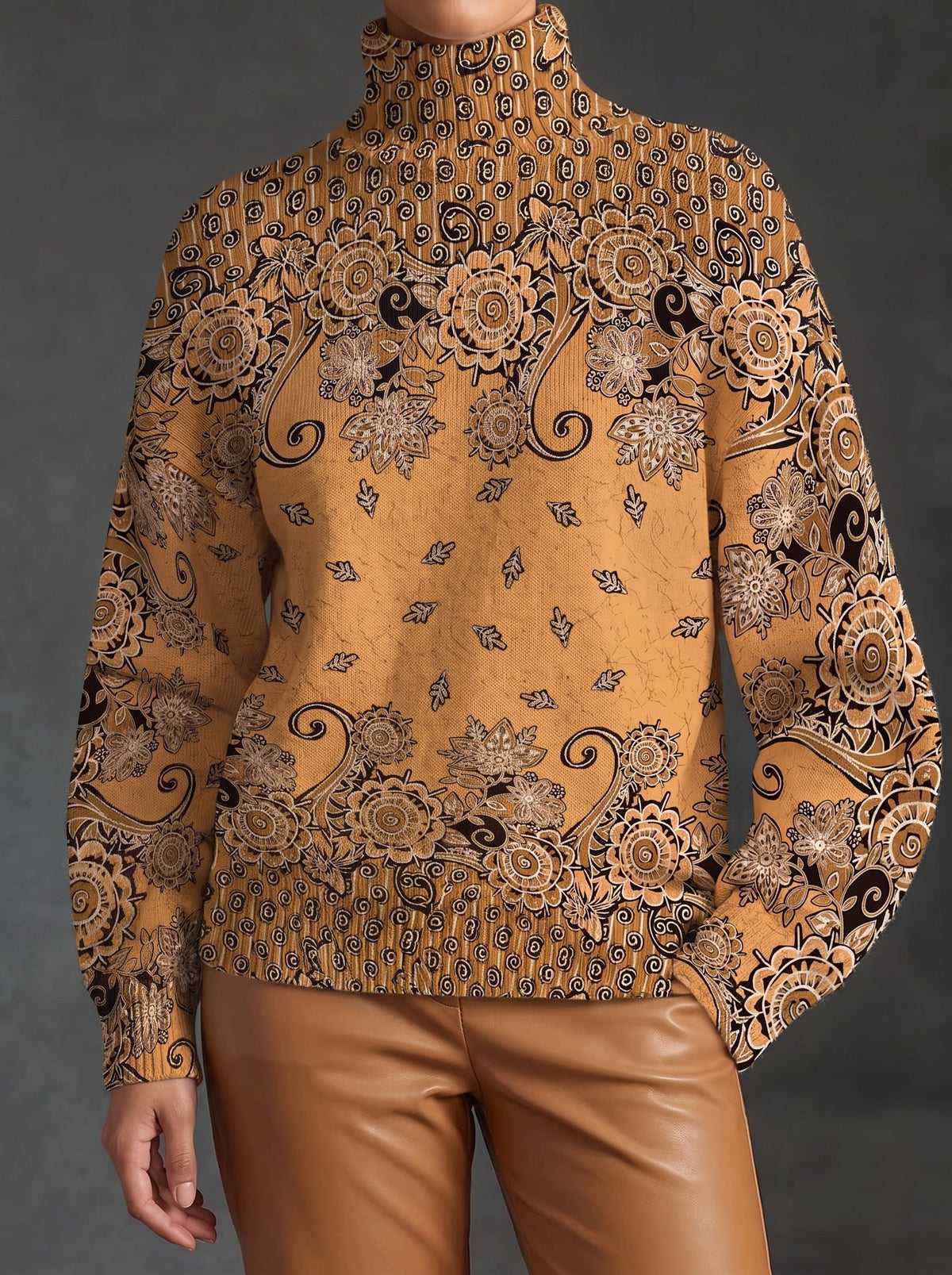 Alexandria™ | Paisley Print Turtleneck Sweater