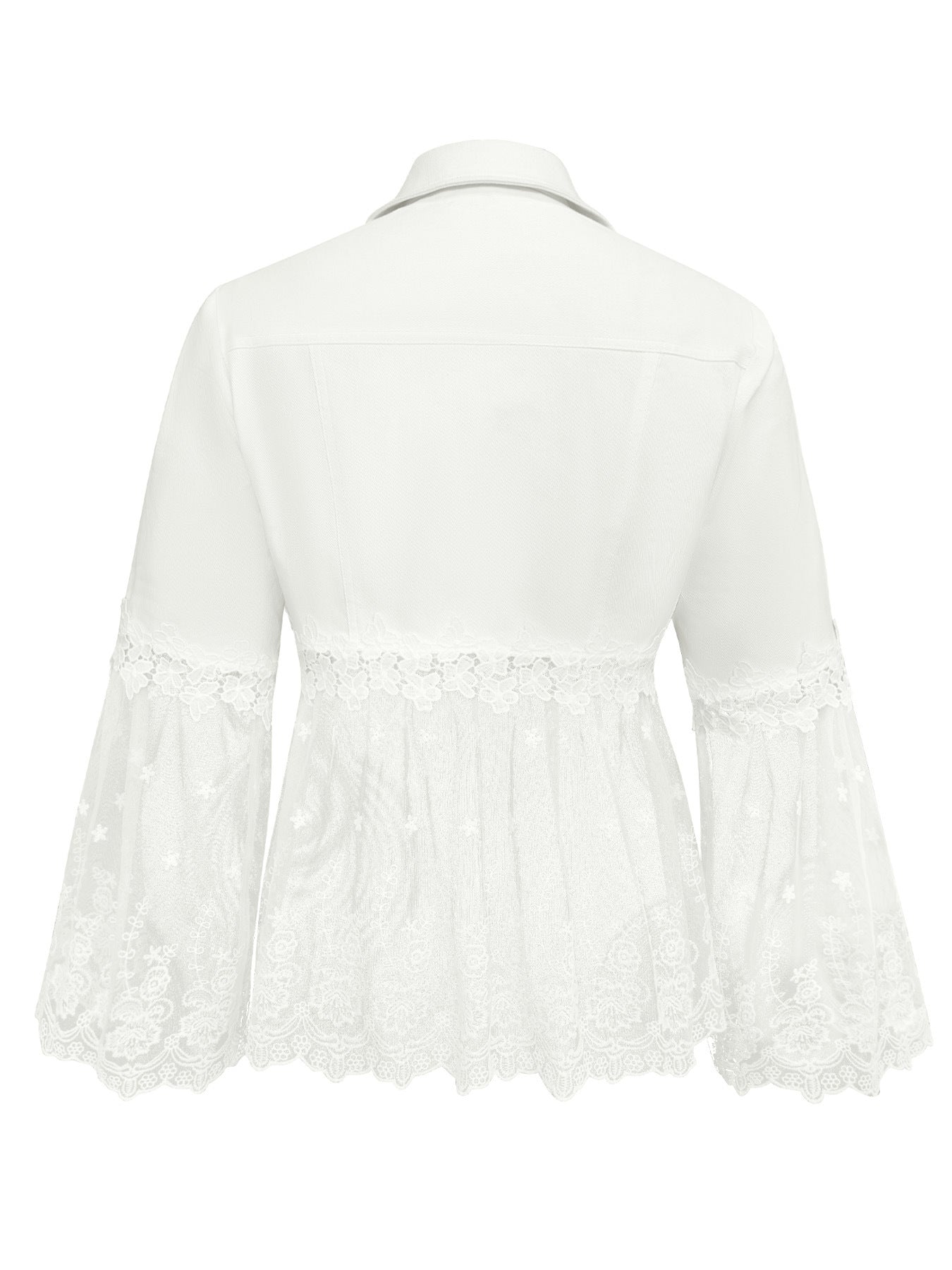 Sunnelace™ | Romantic Lace-Panel Denim Jacket