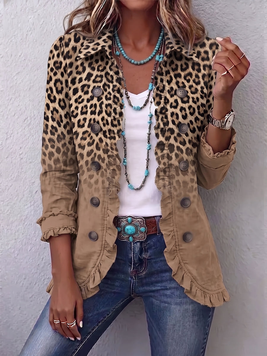 Tawny™ | Vintage Leopard Ombré Ruffle Jacket