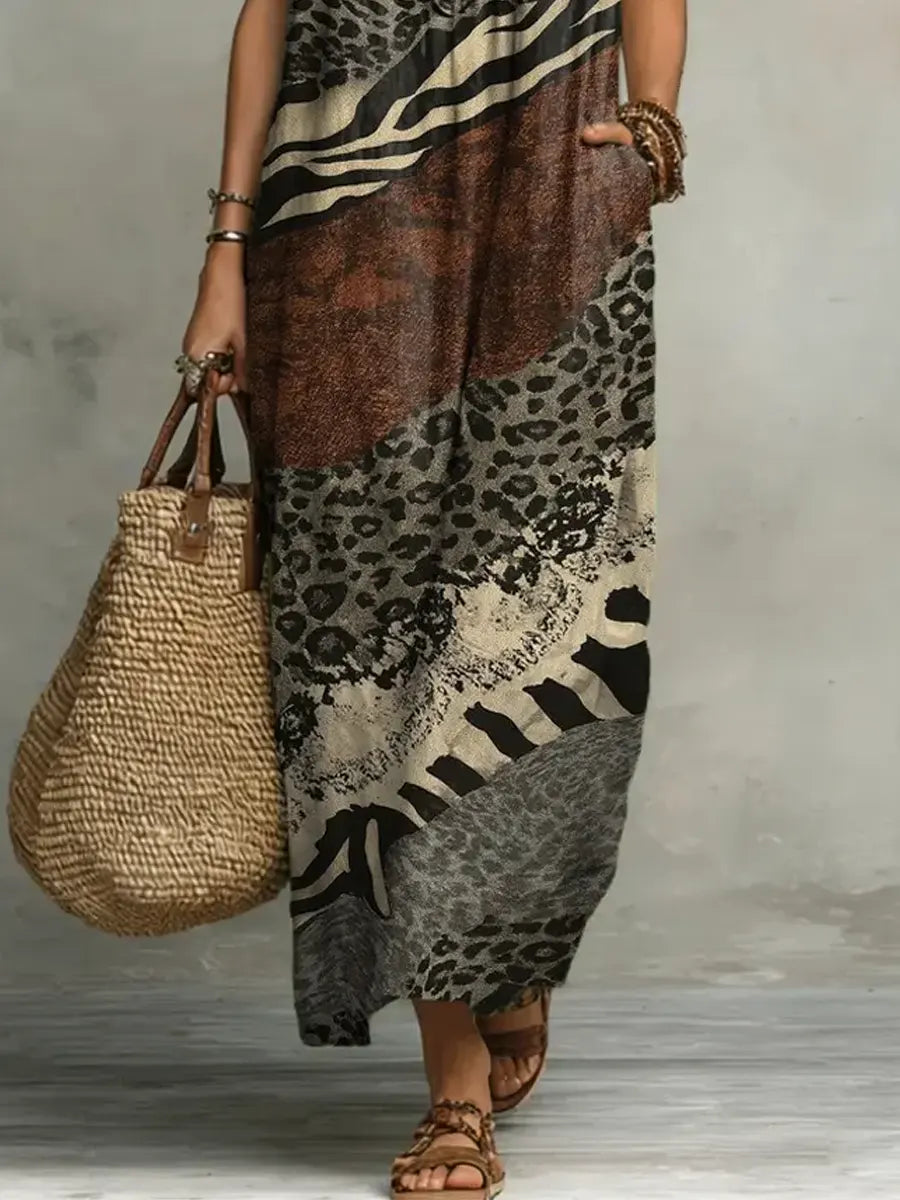 Indira™ | Bohemian Mixed Print Maxi Dress