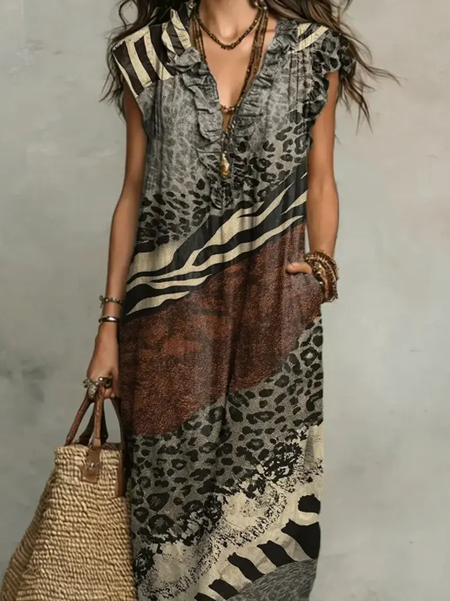Indira™ | Bohemian Mixed Print Maxi Dress