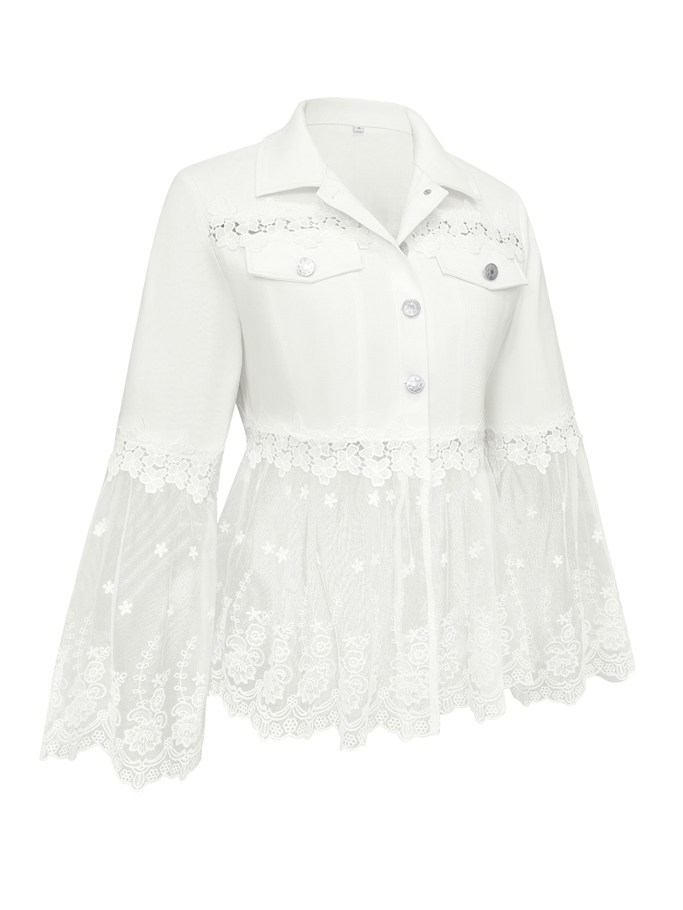 Sunnelace™ | Romantic Lace-Panel Denim Jacket