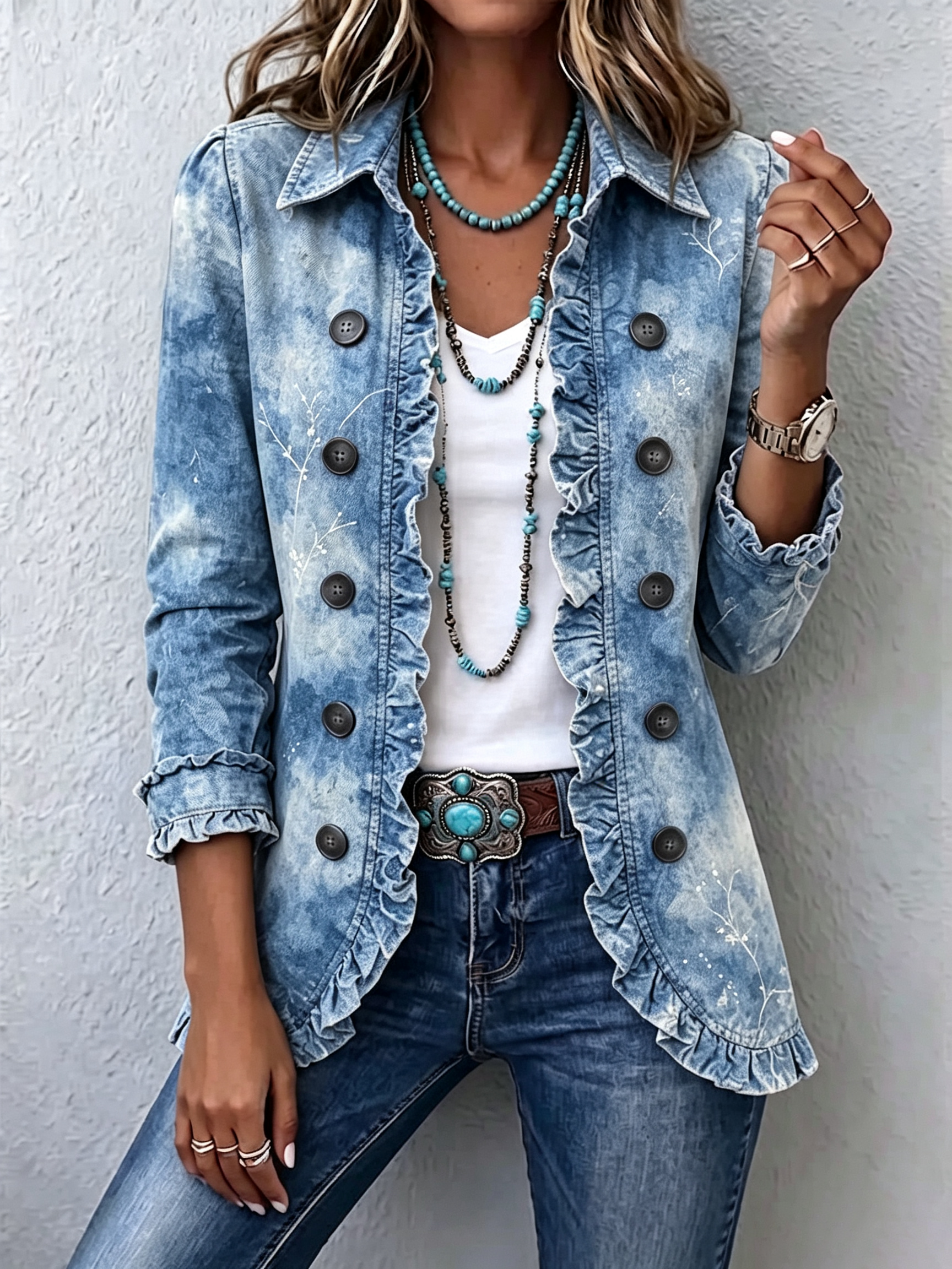 Jamison™ | Vintage Botanical Ruffle-Trim Jacket