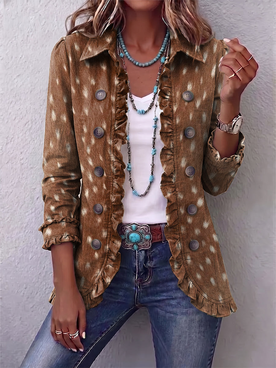 Nolinda™ | Bohemian Animal-Print Ruffle Jacket