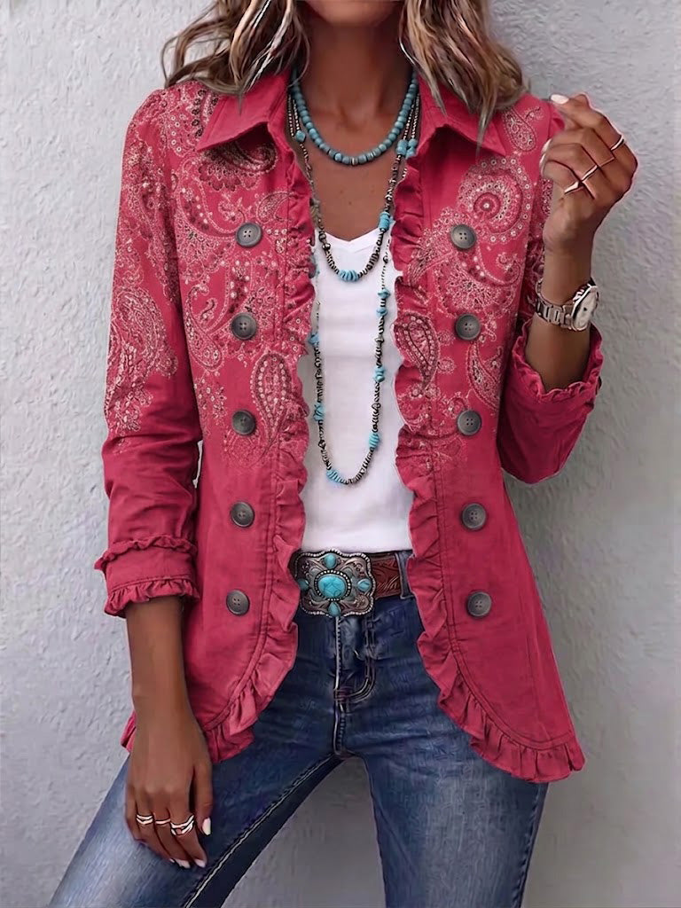Anouk™ | Vintage Paisley Ruffle-Trim Jacket