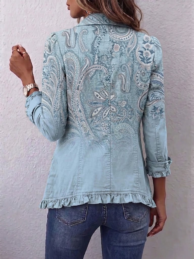Estrella™ | Vintage Paisley Ruffle-Trim Jacket