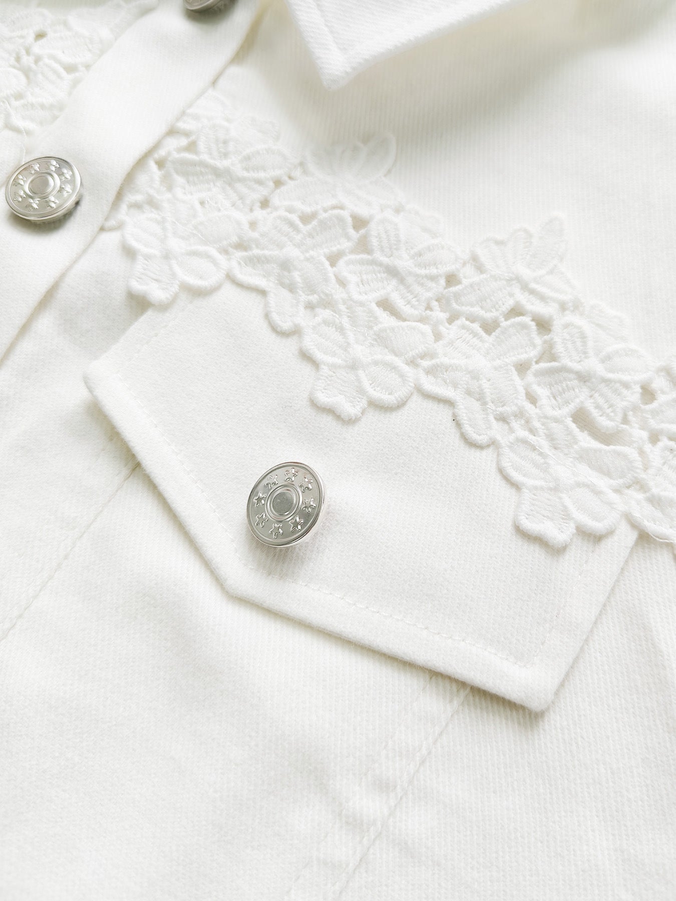 Sunnelace™ | Romantic Lace-Panel Denim Jacket