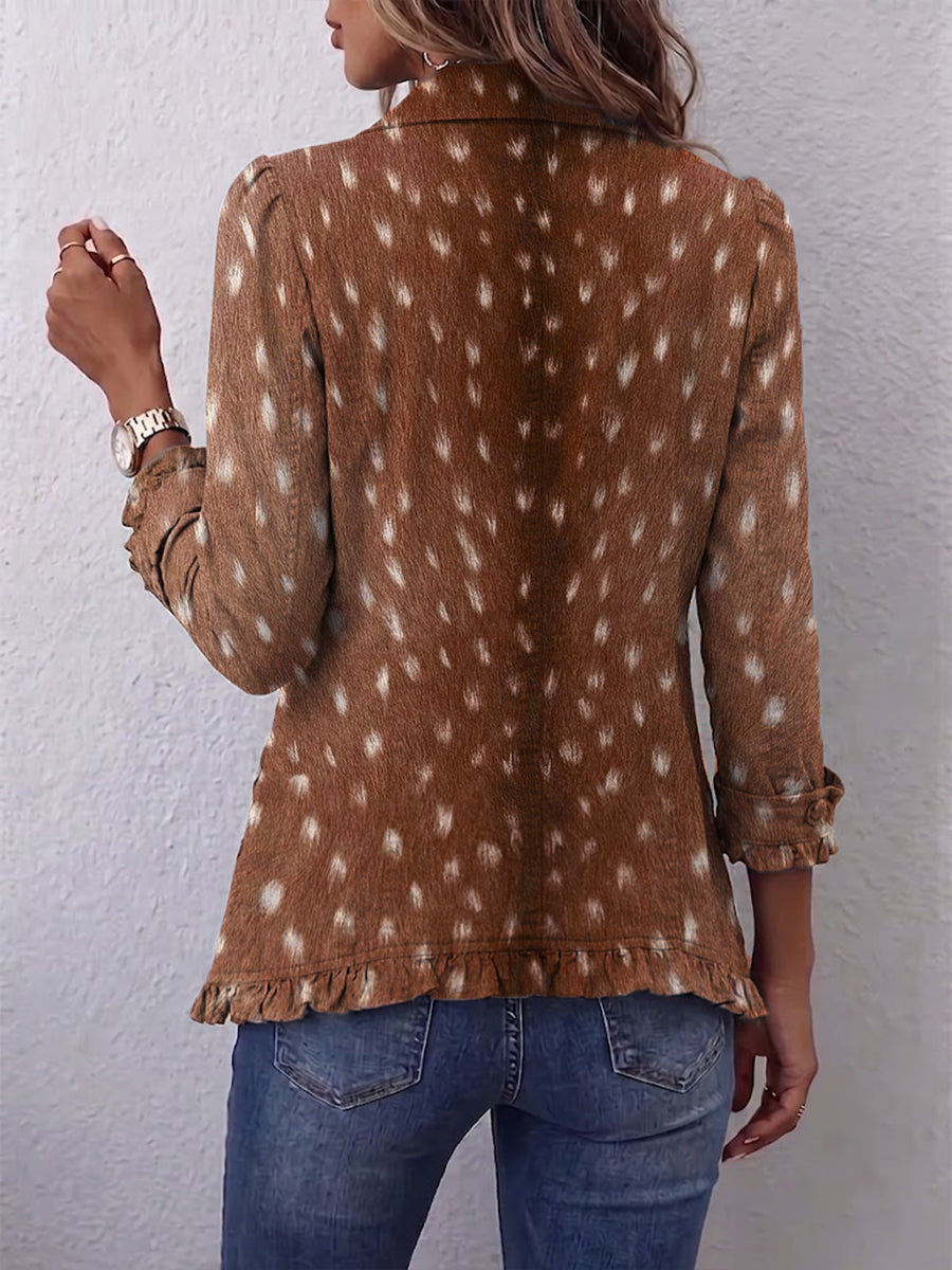 Nolinda™ | Bohemian Animal-Print Ruffle Jacket