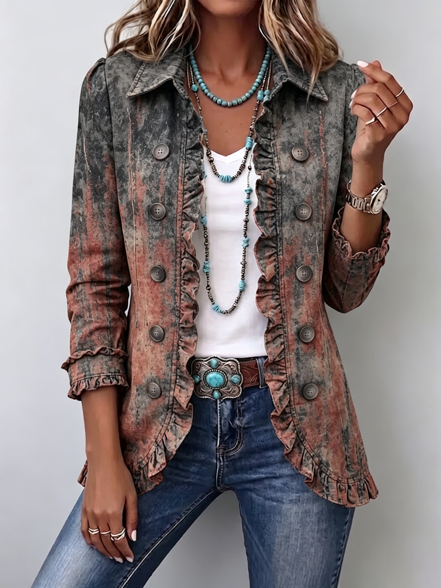 Bristow™ | Vintage Ombré Ruffle-Trim Jacket