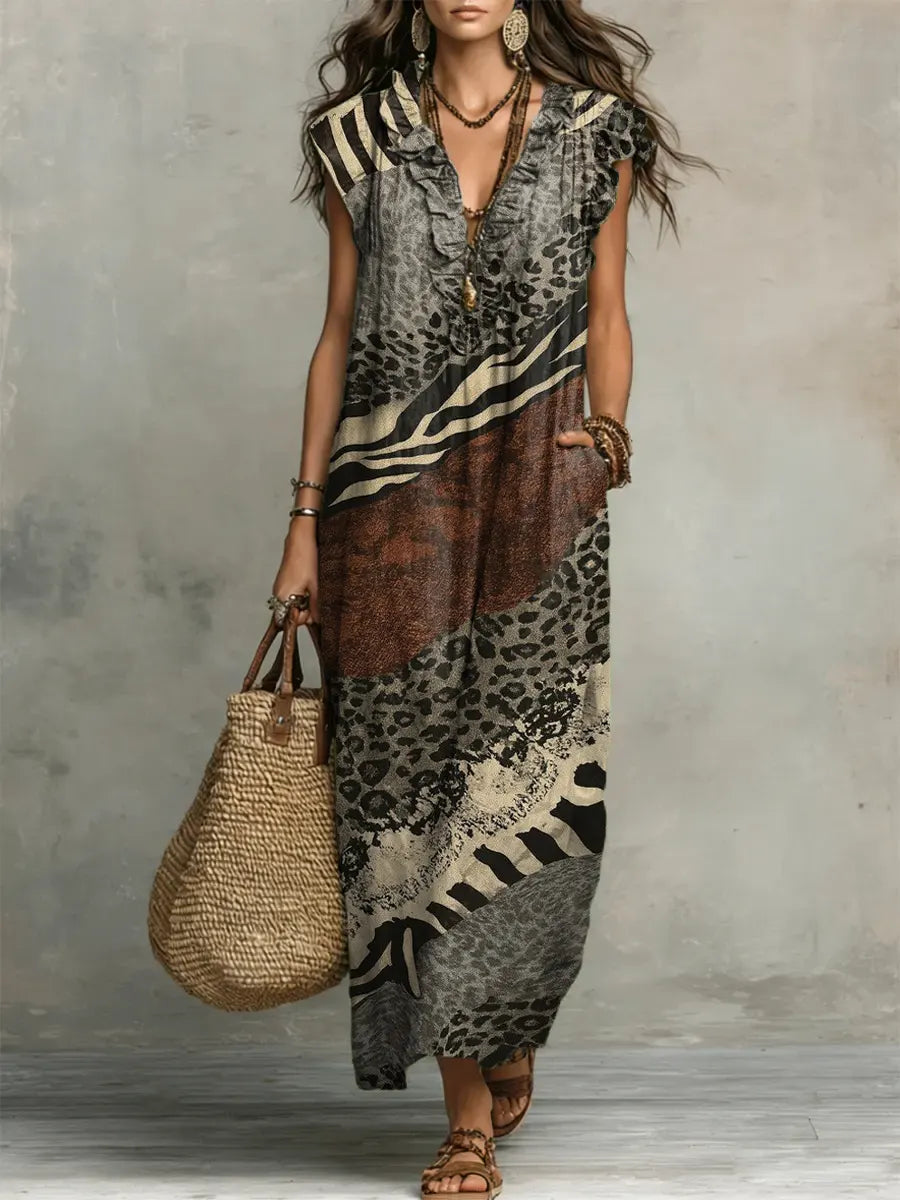 Indira™ | Bohemian Mixed Print Maxi Dress