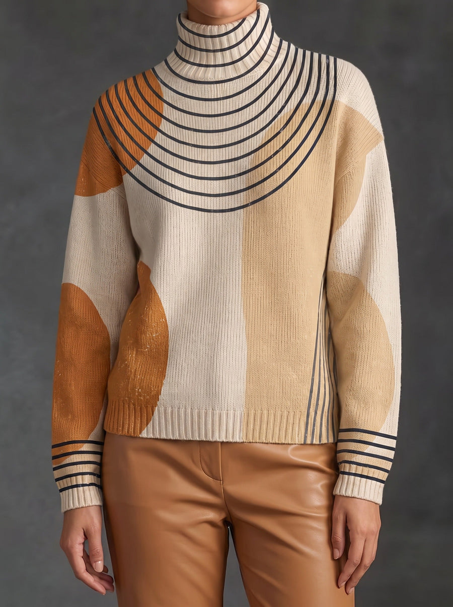 Perrine™ | Color-Block Arc Turtleneck Sweater