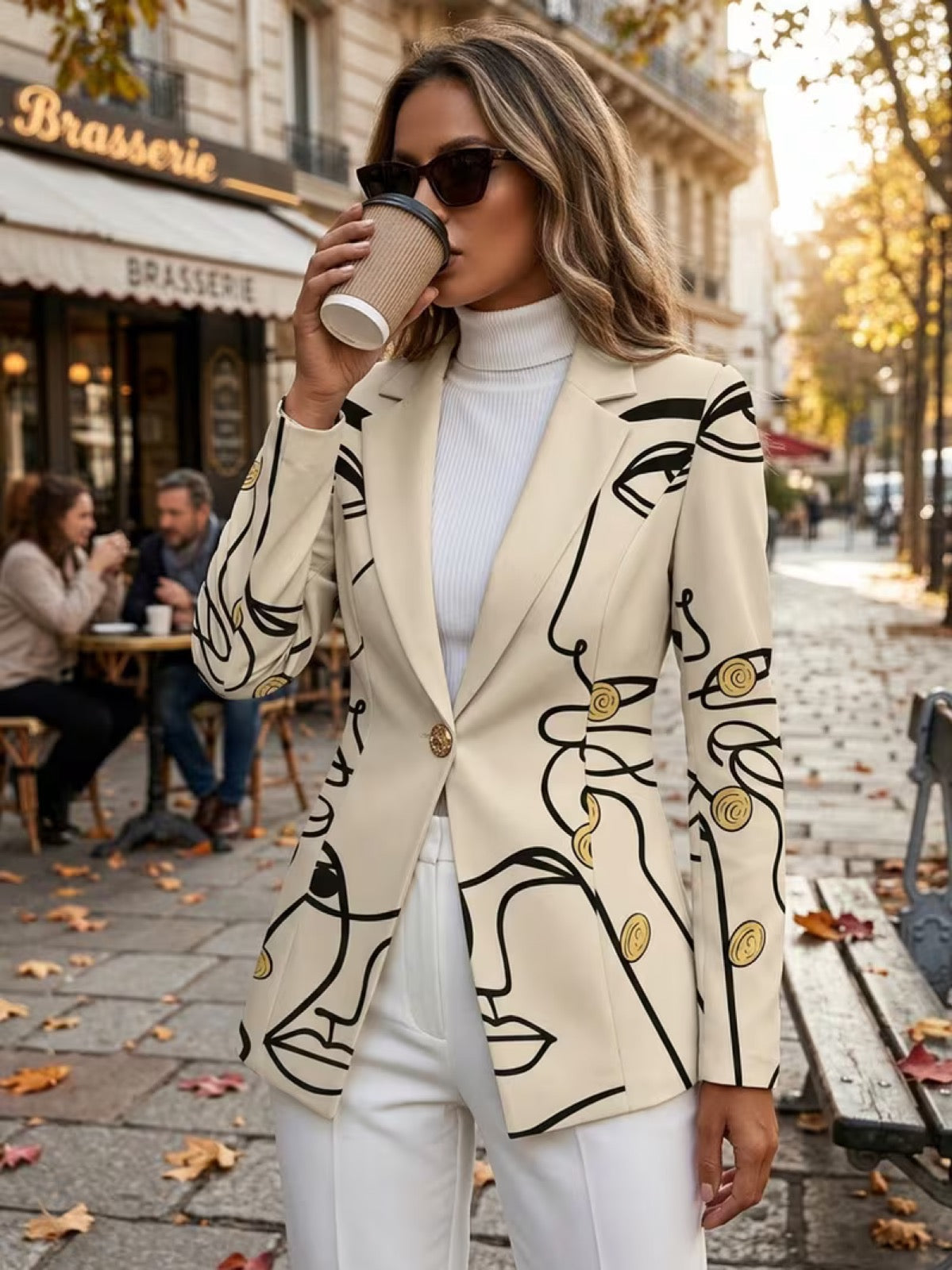 Coralie™ | Abstract Line Art Tailored Blazer