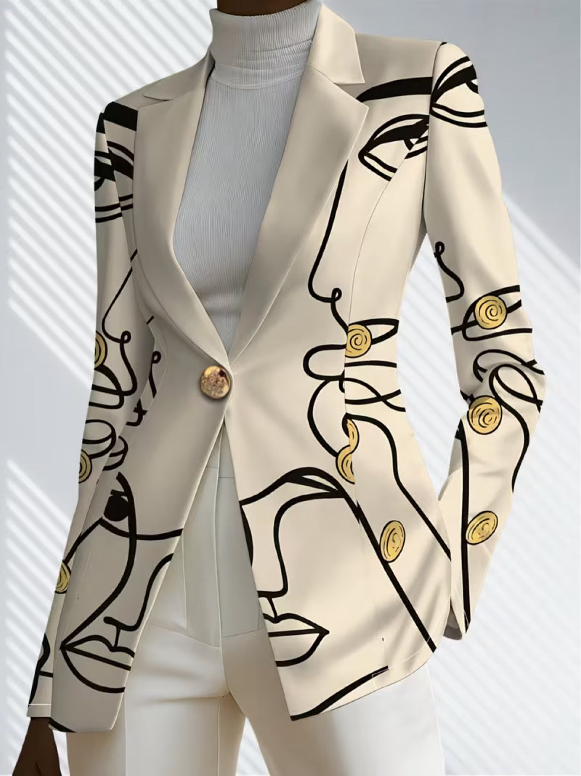 Coralie™ | Abstract Line Art Tailored Blazer