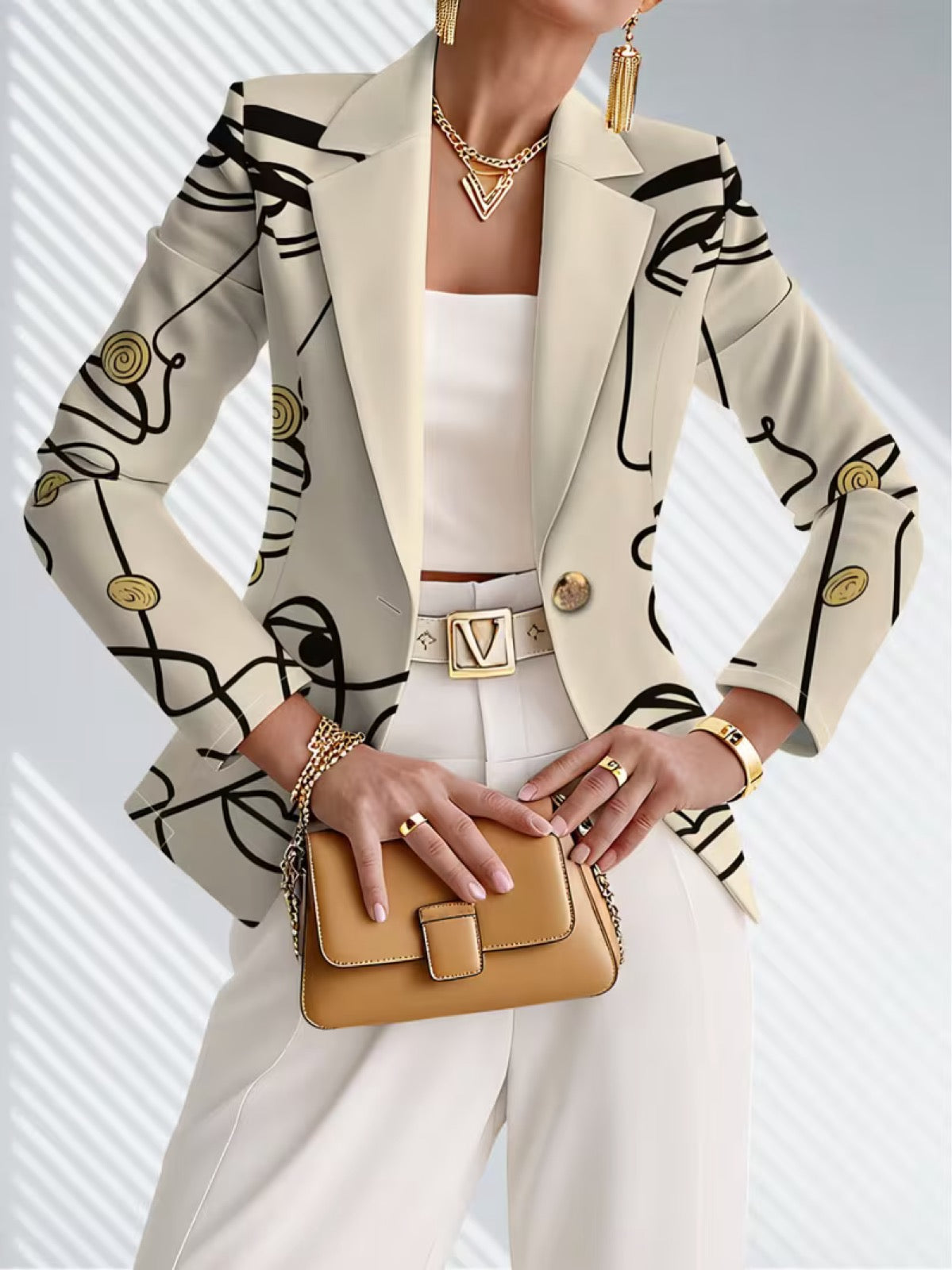 Coralie™ | Abstract Line Art Tailored Blazer
