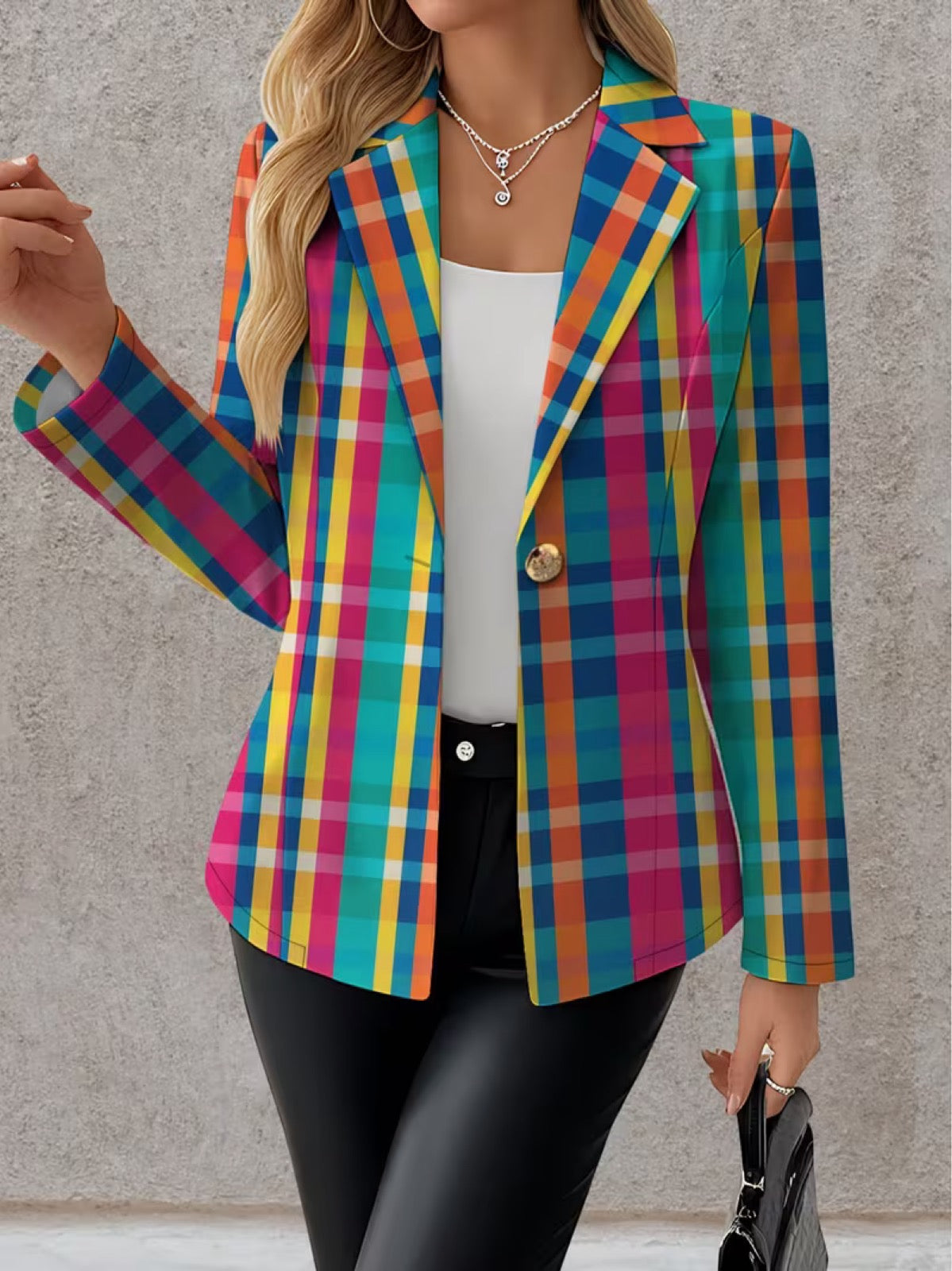 Calista™ | Rainbow Plaid Tailored Blazer