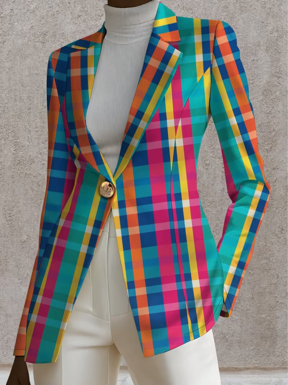 Calista™ | Rainbow Plaid Tailored Blazer