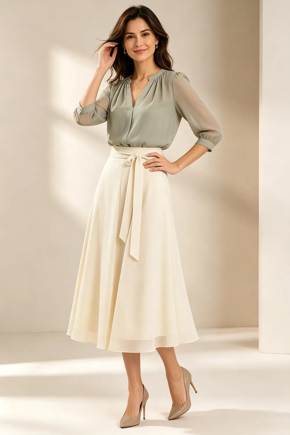 Deborah™ | Refined Chiffon Midi Dress