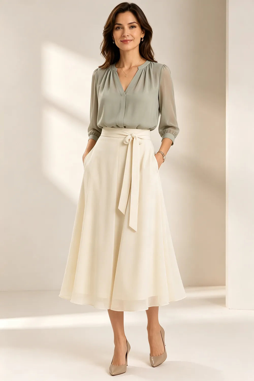 Deborah™ | Refined Chiffon Midi Dress