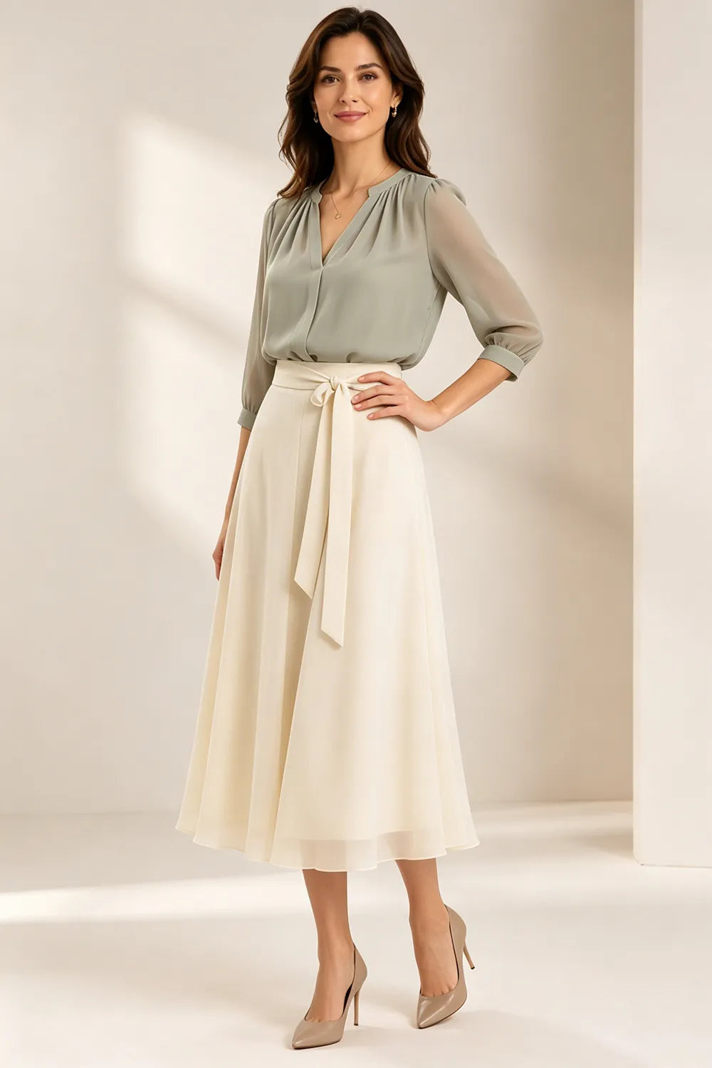 Deborah™ | Refined Chiffon Midi Dress
