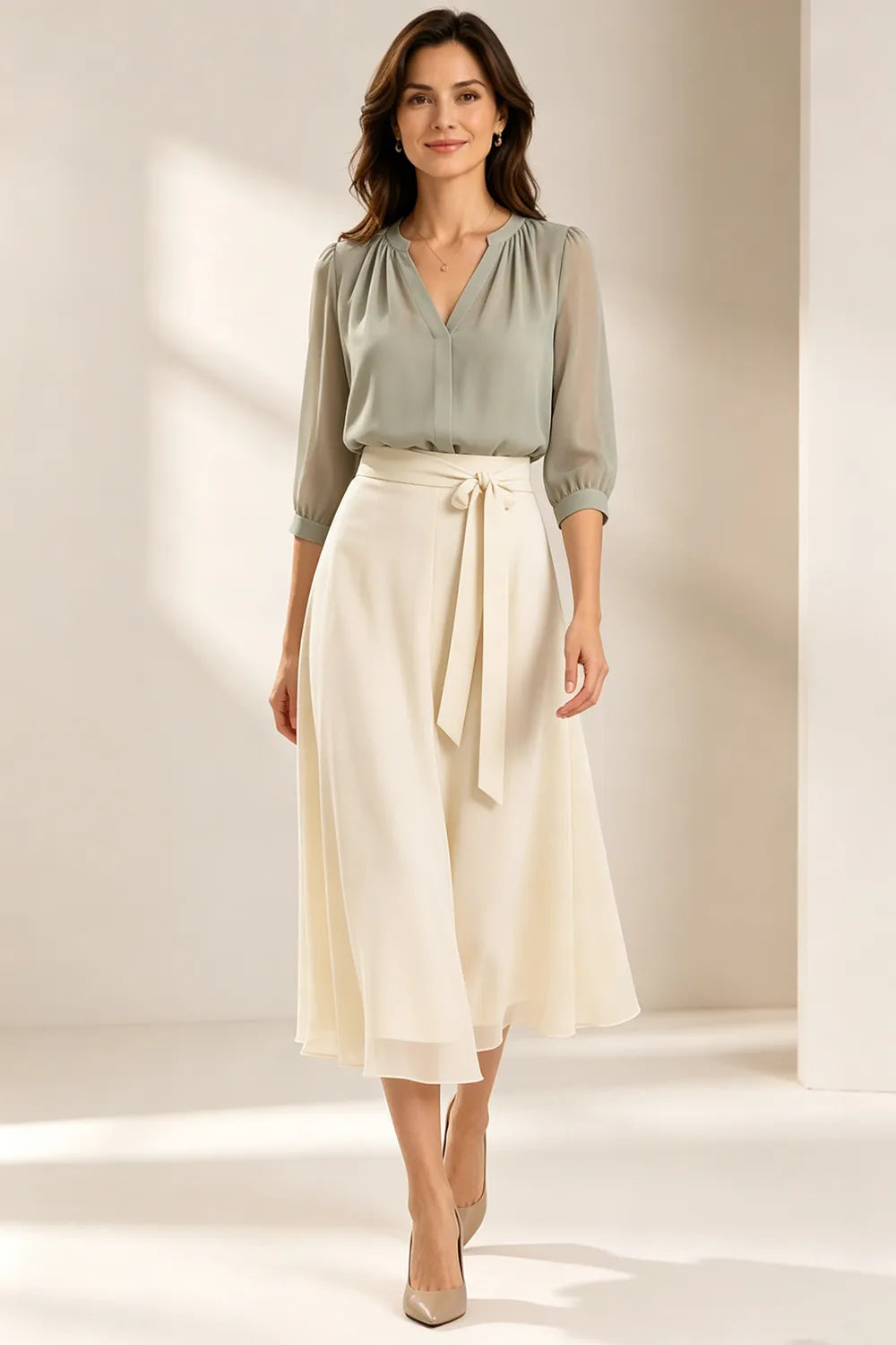 Deborah™ | Refined Chiffon Midi Dress