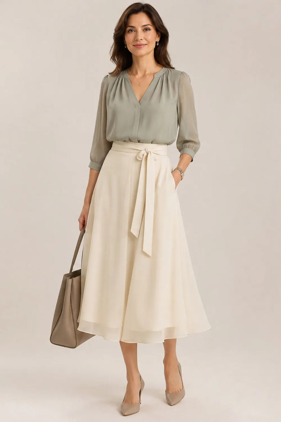 Deborah™ | Refined Chiffon Midi Dress