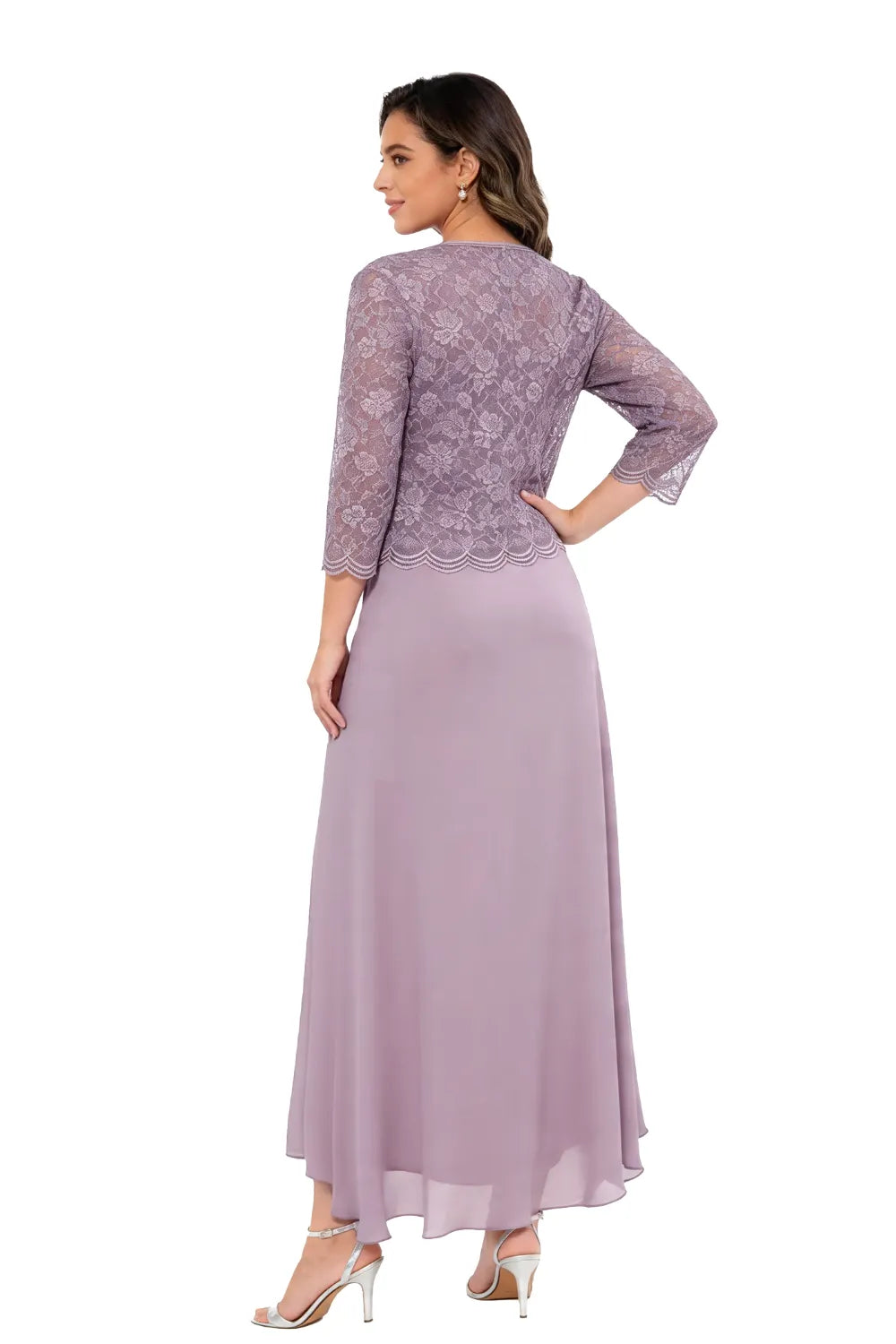Élise™ | Lace Chiffon Midi Dress with Jacket