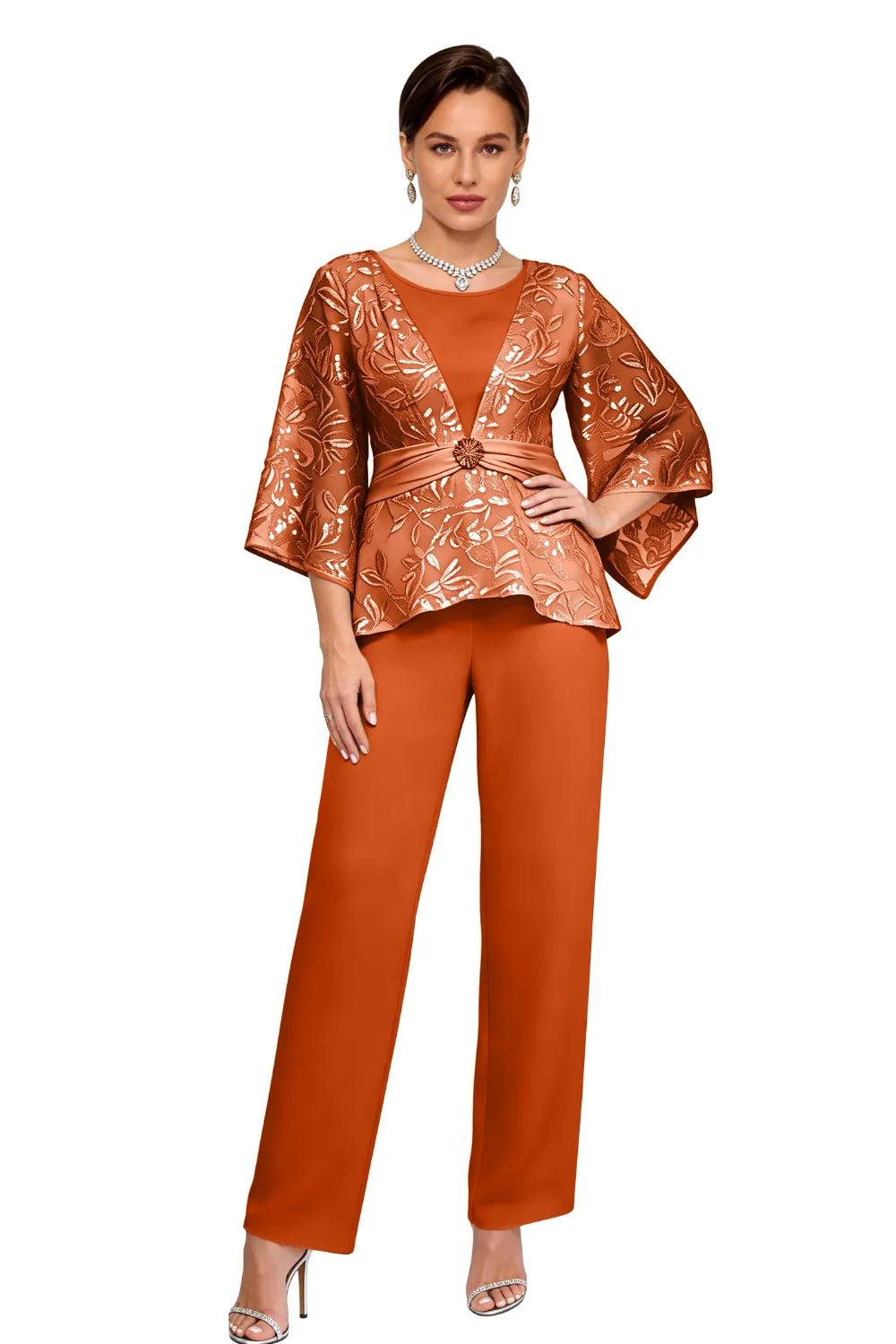 Colette™ | Sequin Lace Bell Sleeve Pant Set