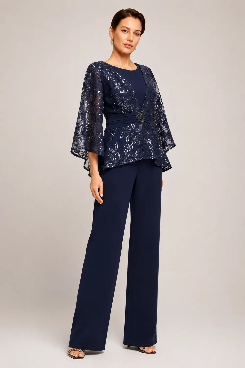 Colette™ | Sequin Lace Bell Sleeve Pant Set
