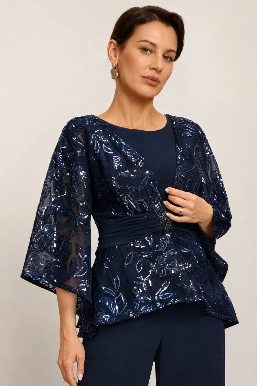 Colette™ | Sequin Lace Bell Sleeve Pant Set